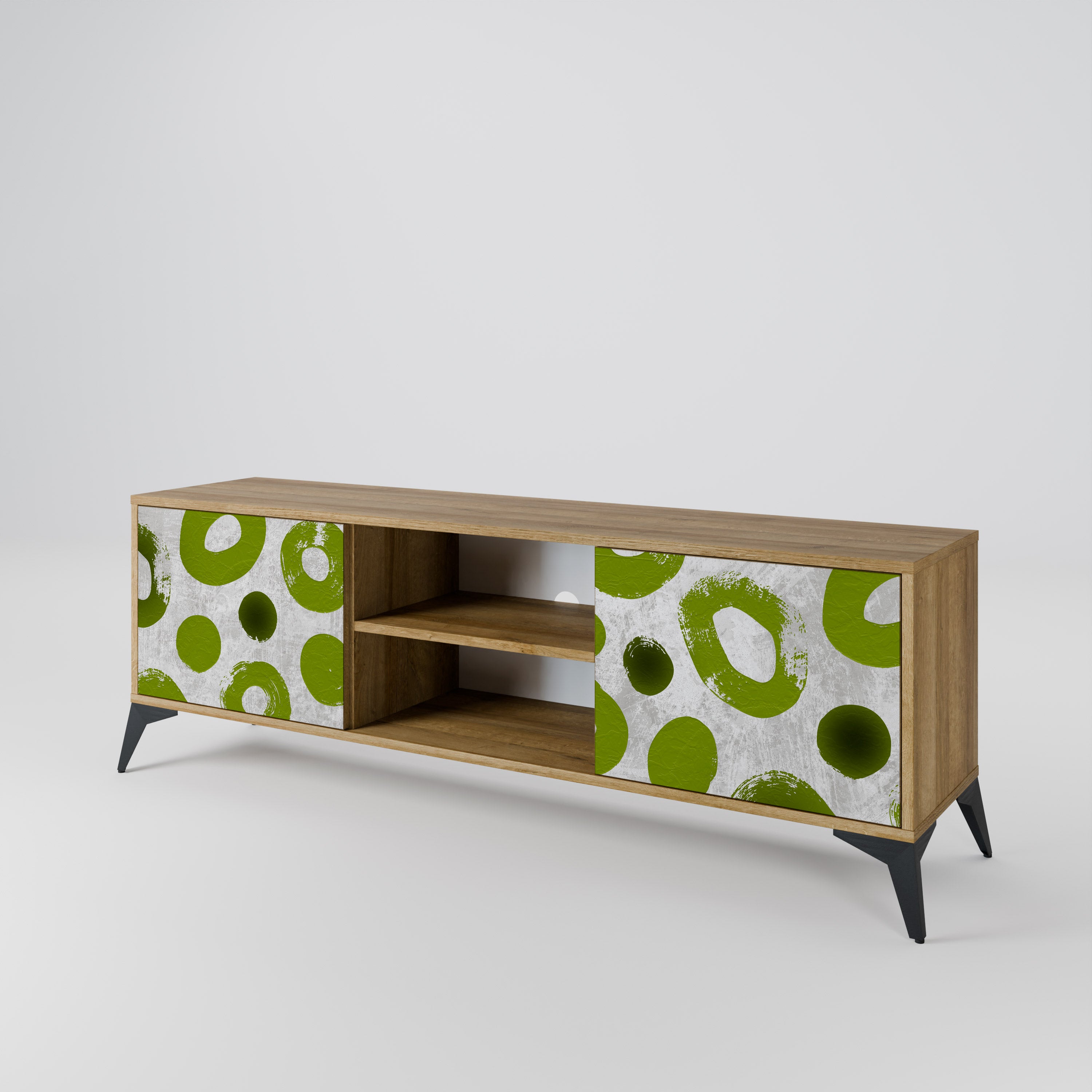 Mueble de TV de 2 puertas GREEN RHAPSODY con efecto roble