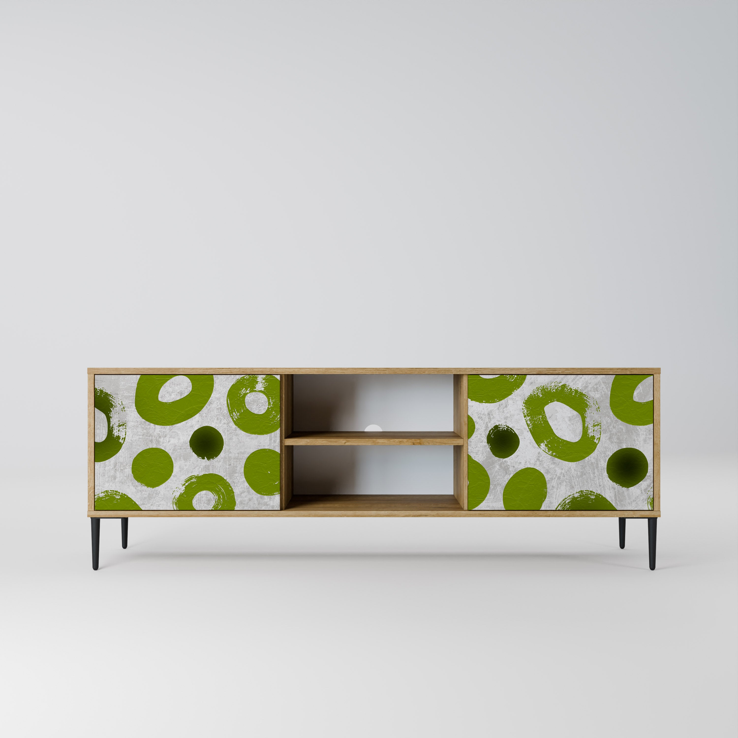 Mueble de TV de 2 puertas GREEN RHAPSODY con efecto roble