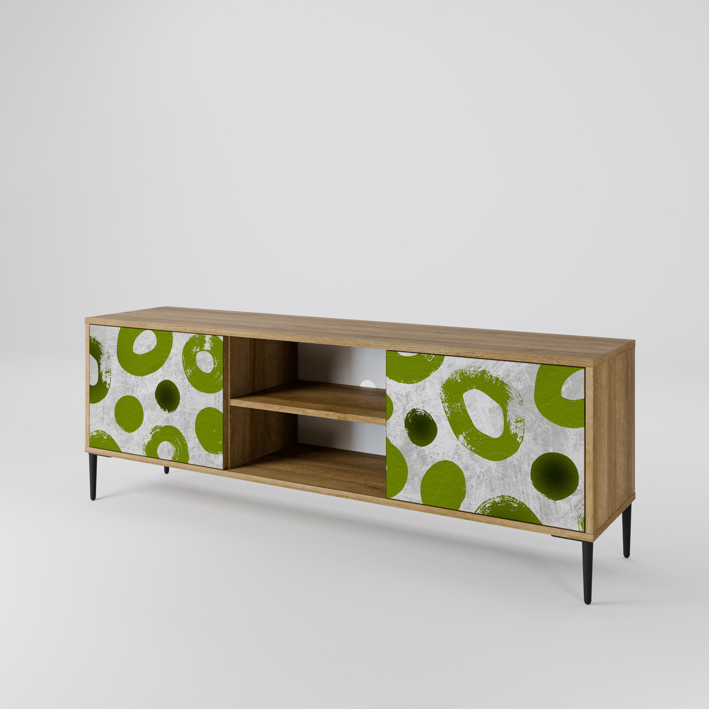 Mueble de TV de 2 puertas GREEN RHAPSODY con efecto roble