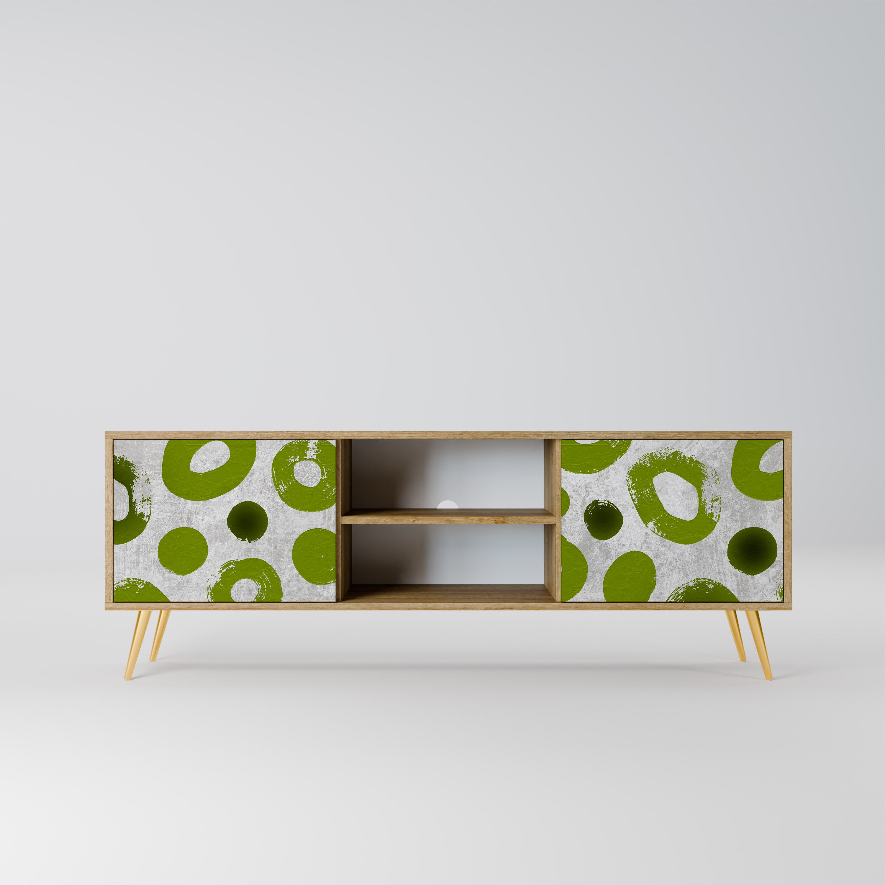 Mueble de TV de 2 puertas GREEN RHAPSODY con efecto roble