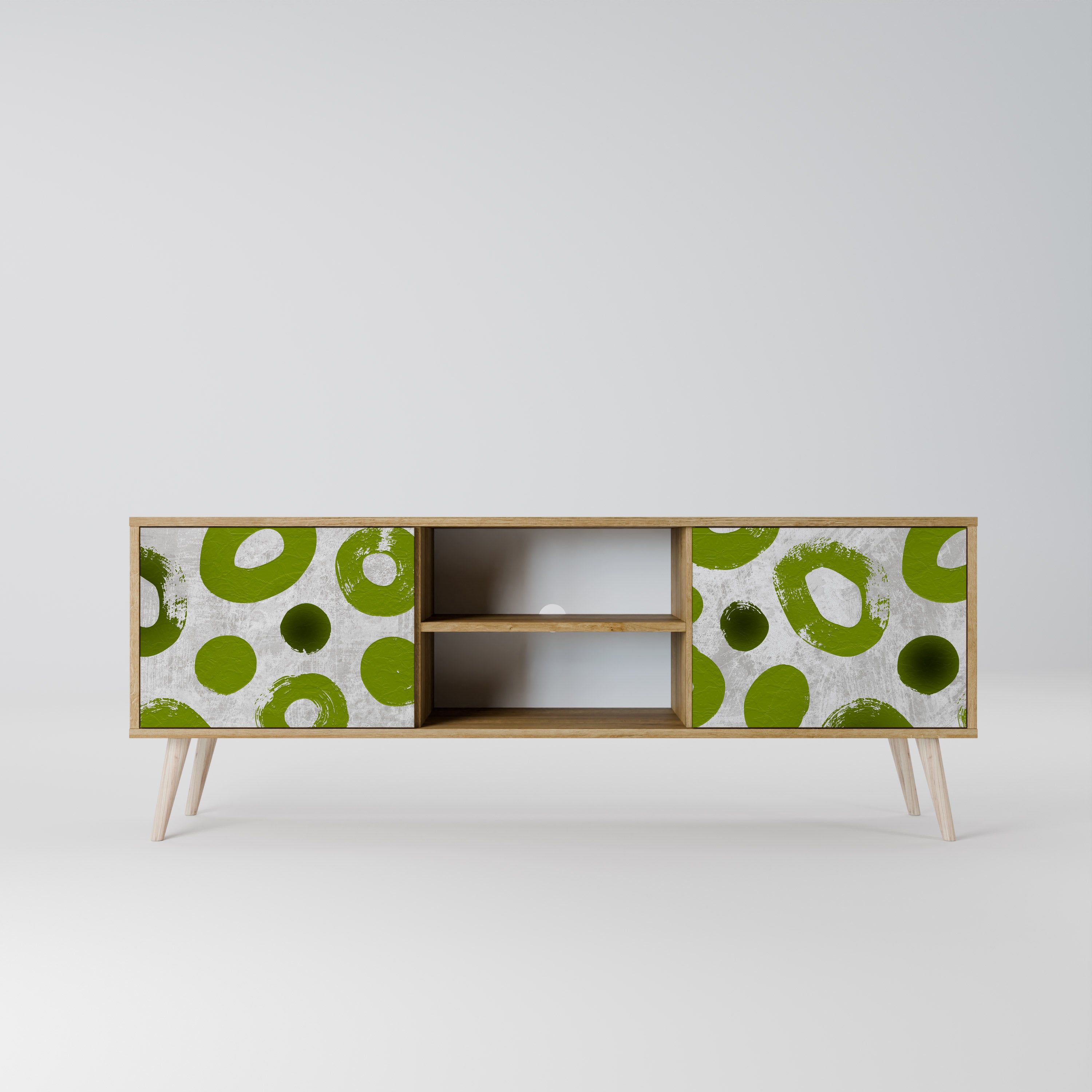 Mueble de TV de 2 puertas GREEN RHAPSODY con efecto roble