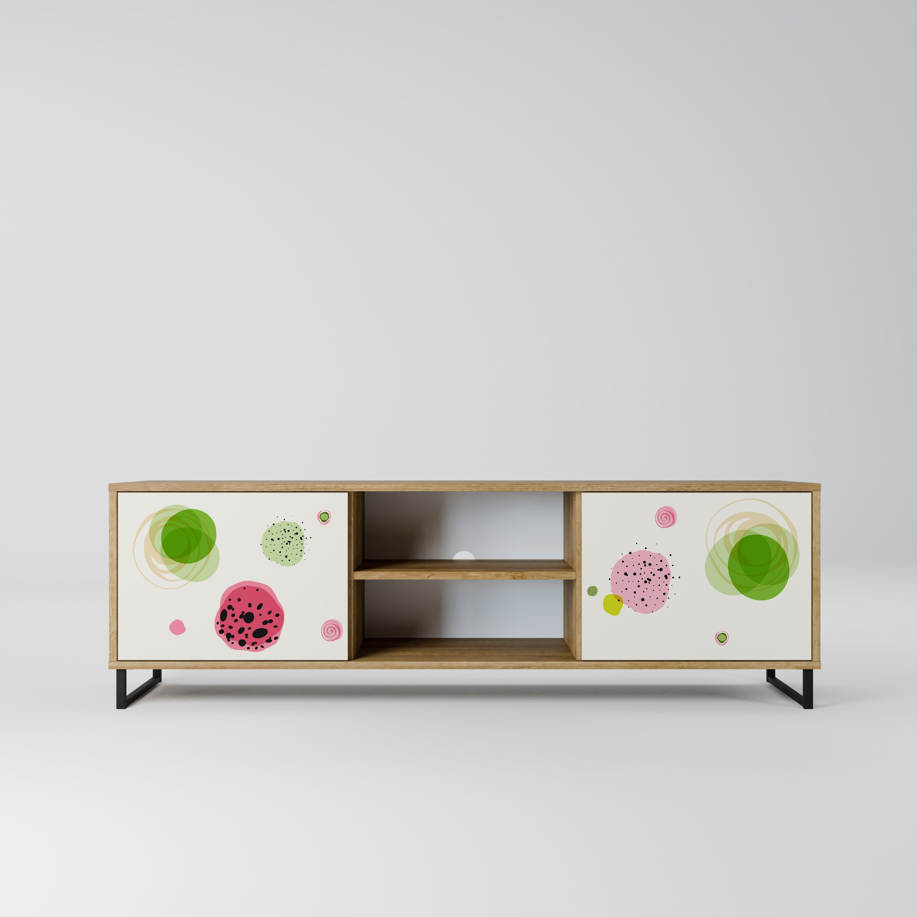 Mueble de TV de 2 puertas COLORFUL COSMOS en efecto roble