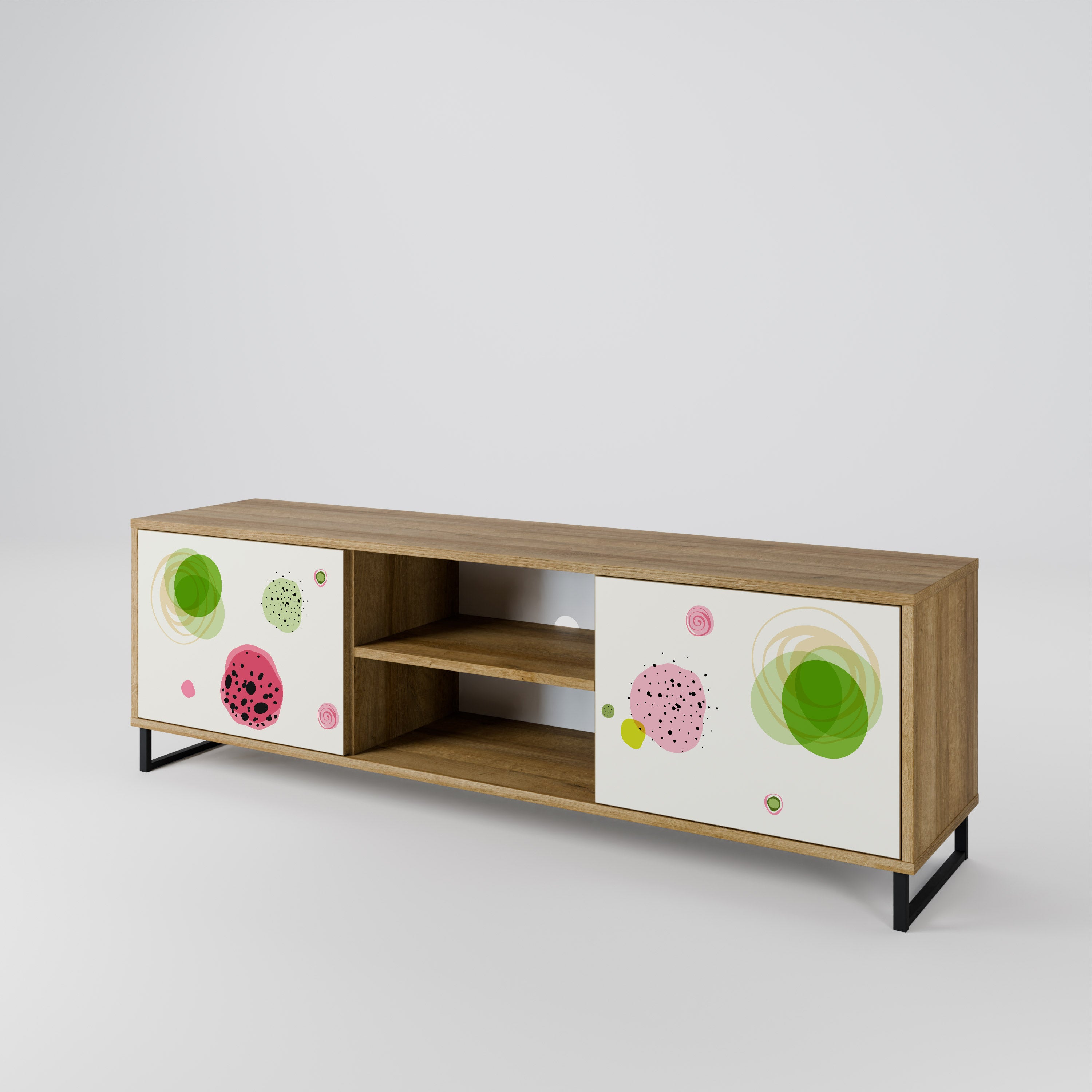 Mueble de TV de 2 puertas COLORFUL COSMOS en efecto roble