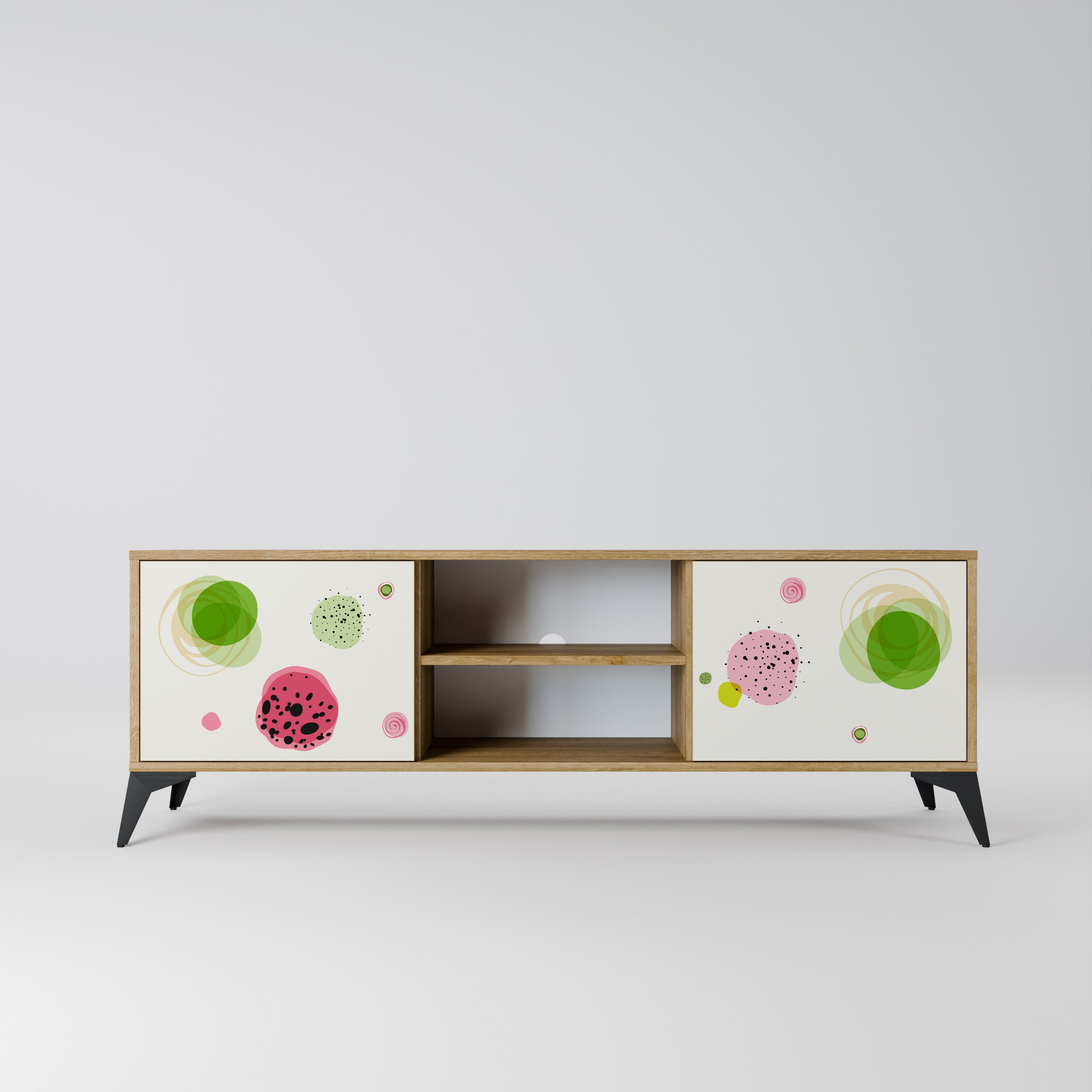 Mueble de TV de 2 puertas COLORFUL COSMOS en efecto roble