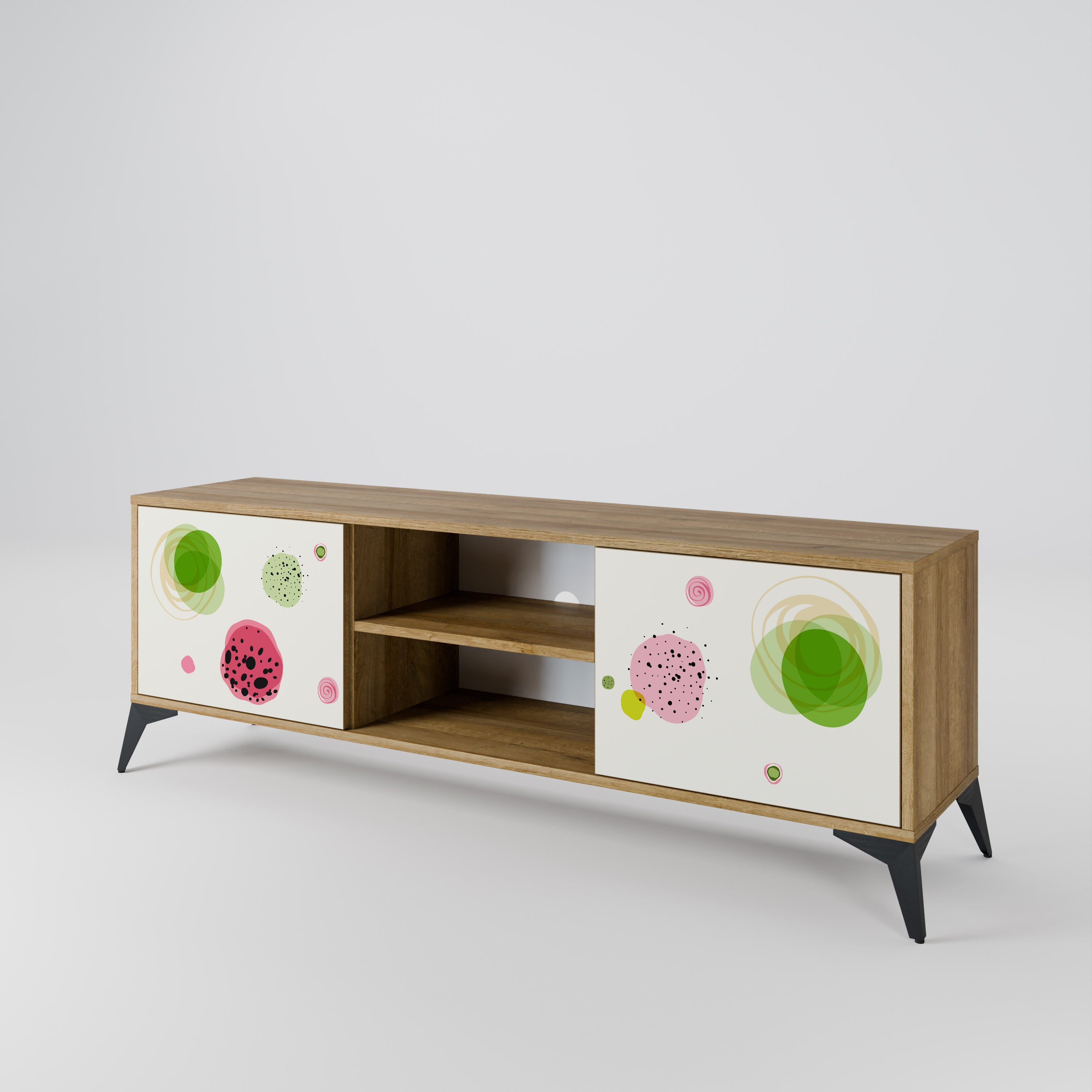 Mueble de TV de 2 puertas COLORFUL COSMOS en efecto roble