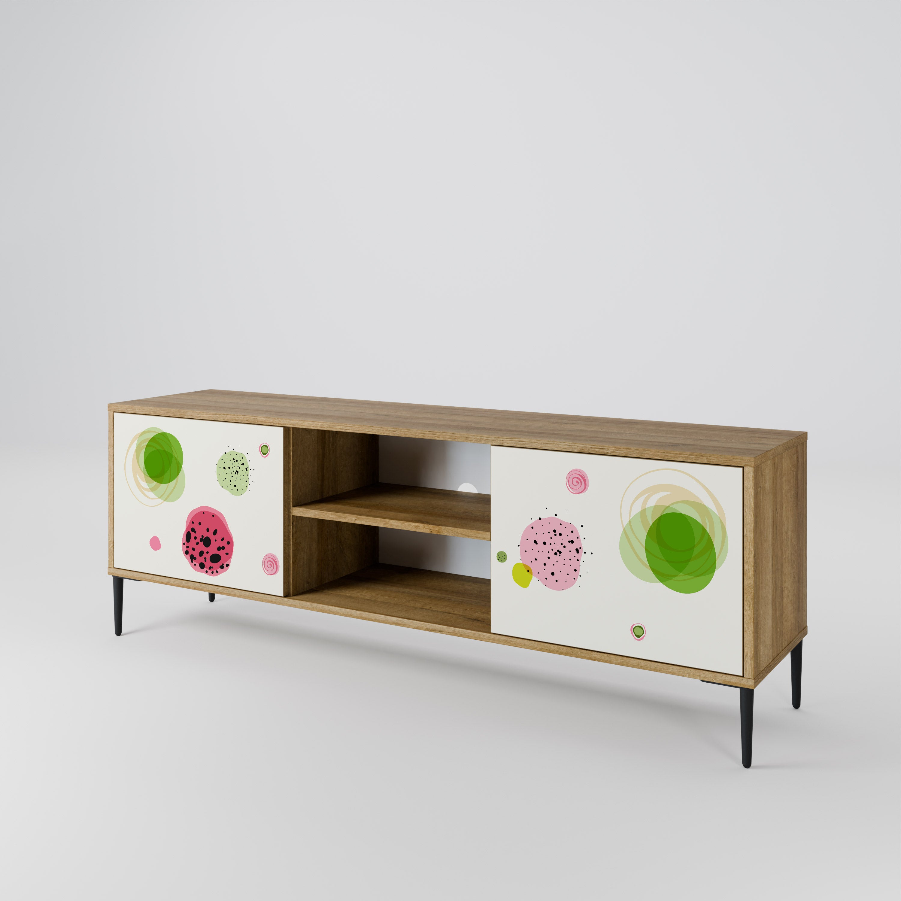 Mueble de TV de 2 puertas COLORFUL COSMOS en efecto roble
