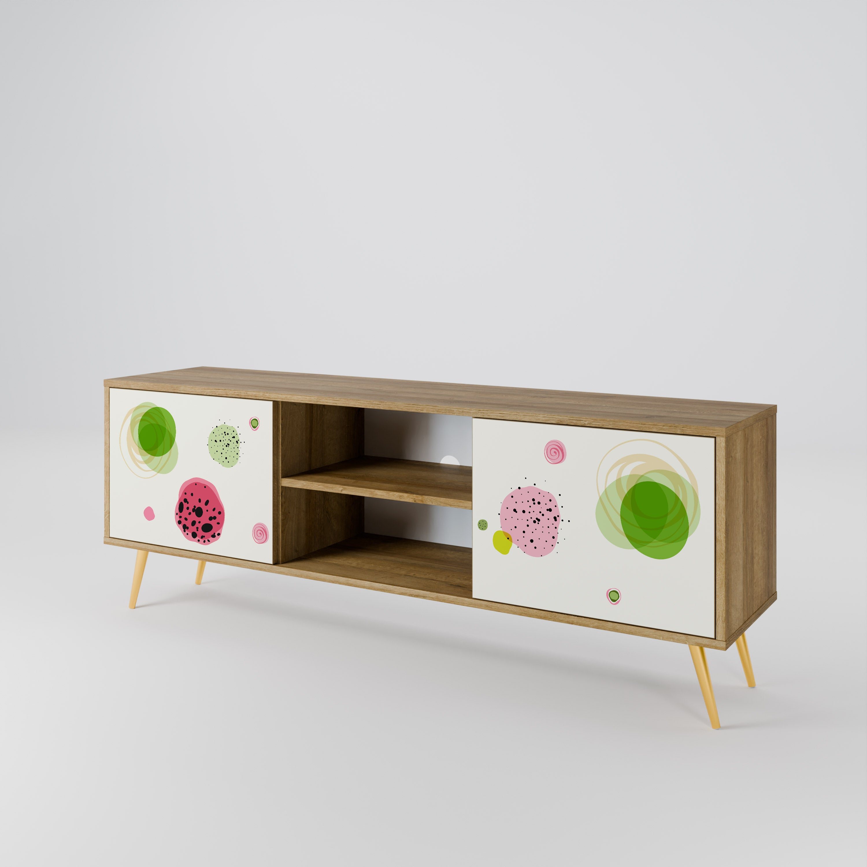 Mueble de TV de 2 puertas COLORFUL COSMOS en efecto roble