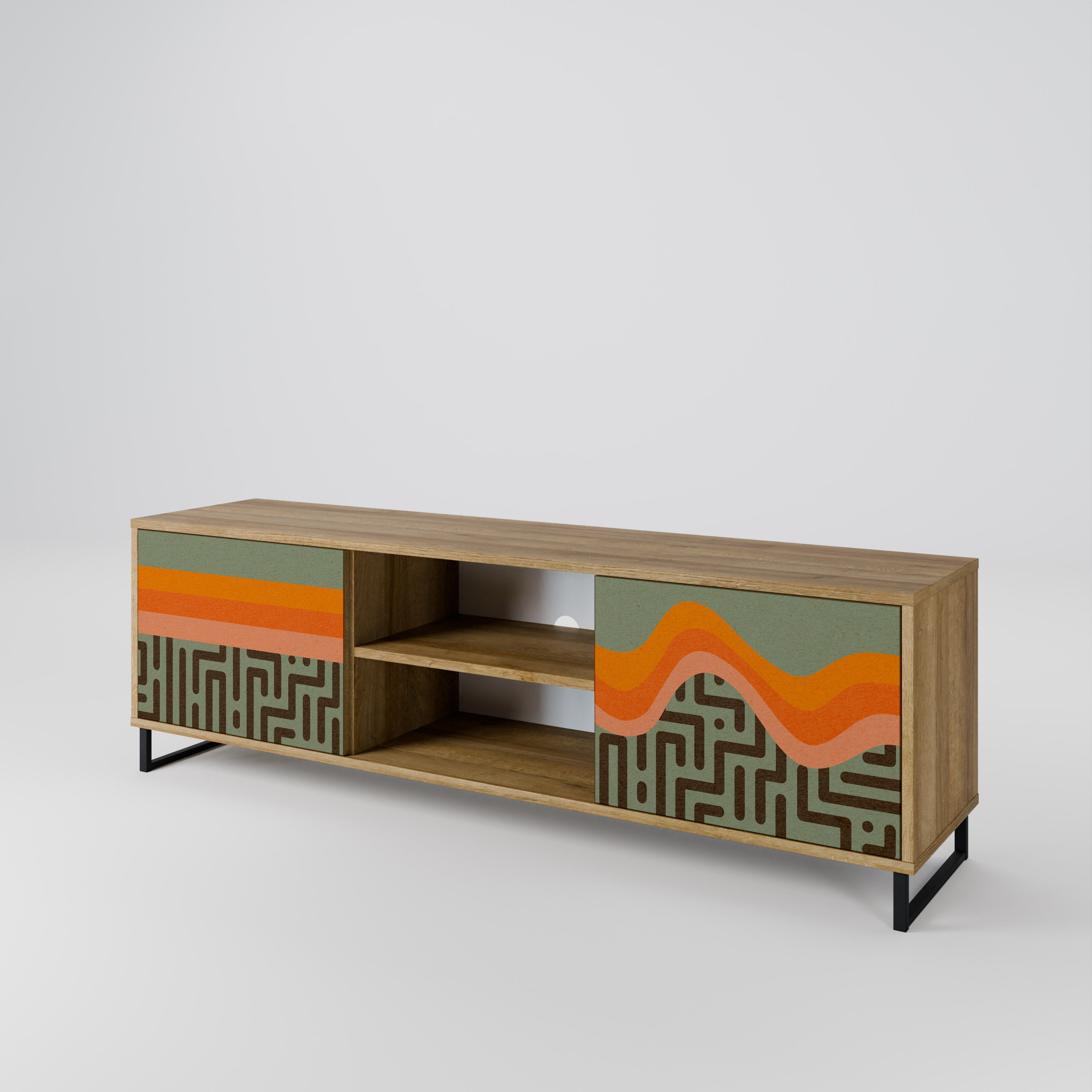 SOLUCIONES SIMPLES Mueble de TV de 2 puertas con efecto roble