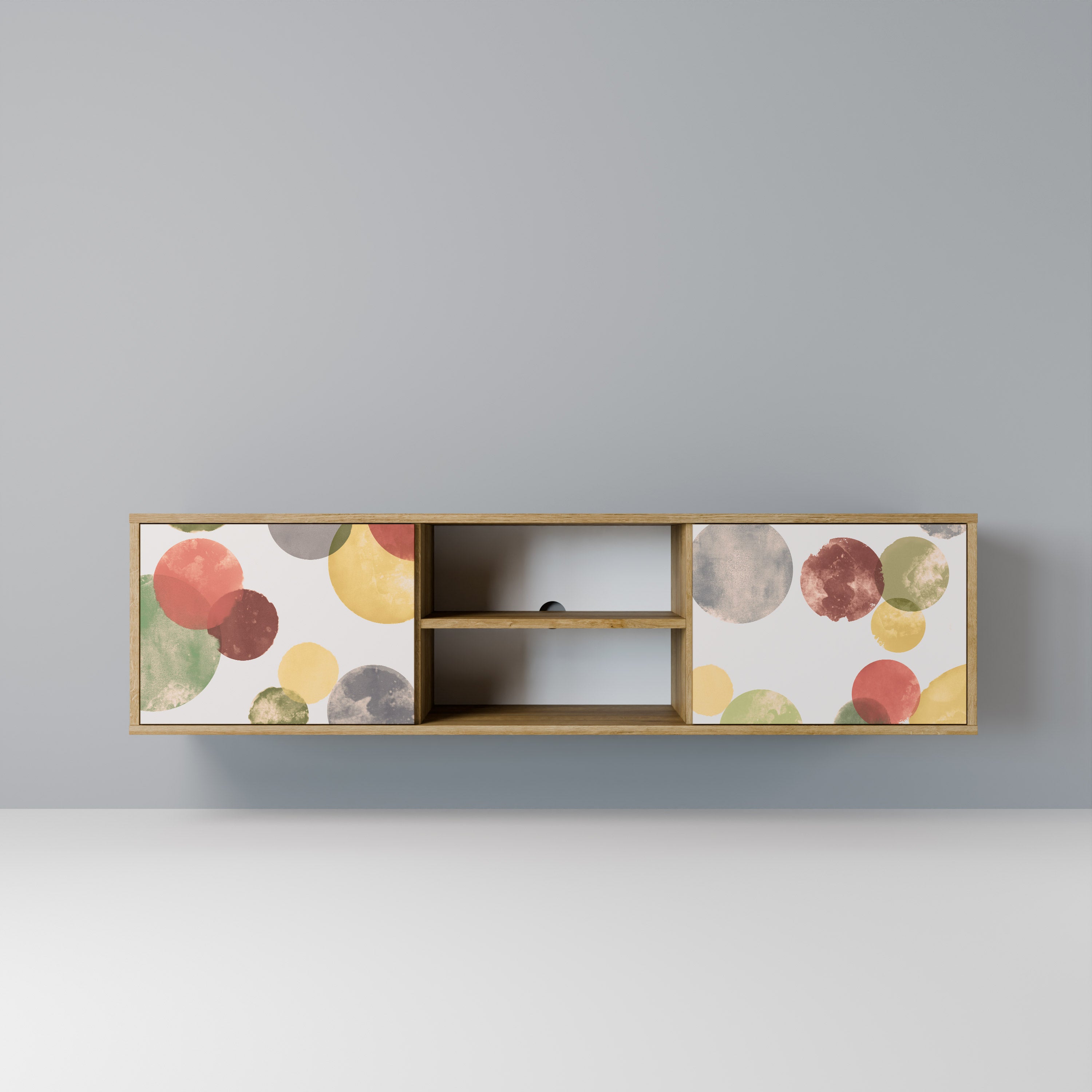 Mueble de TV FLEETING HAPPINESS de 2 puertas con efecto roble