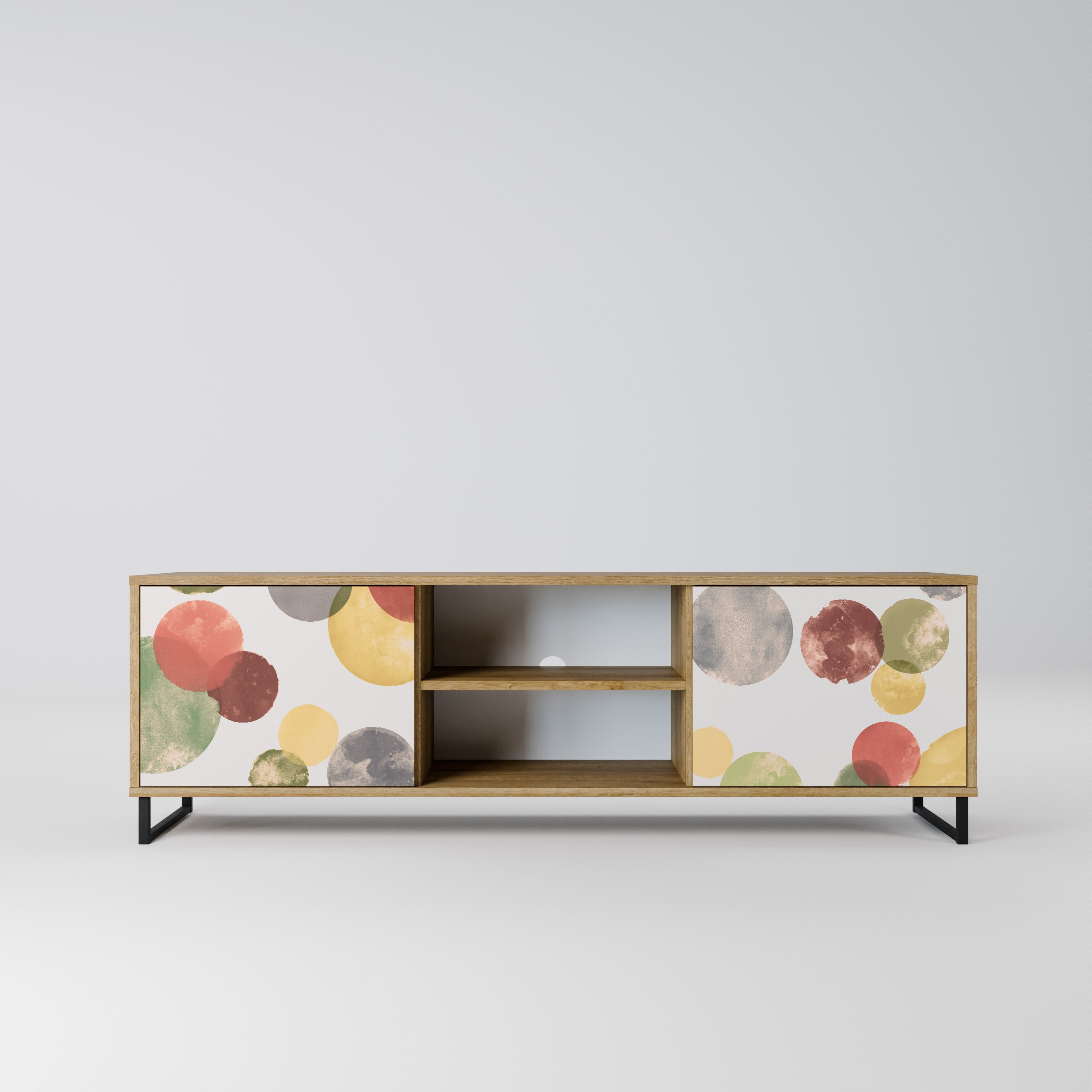 Mueble de TV FLEETING HAPPINESS de 2 puertas con efecto roble