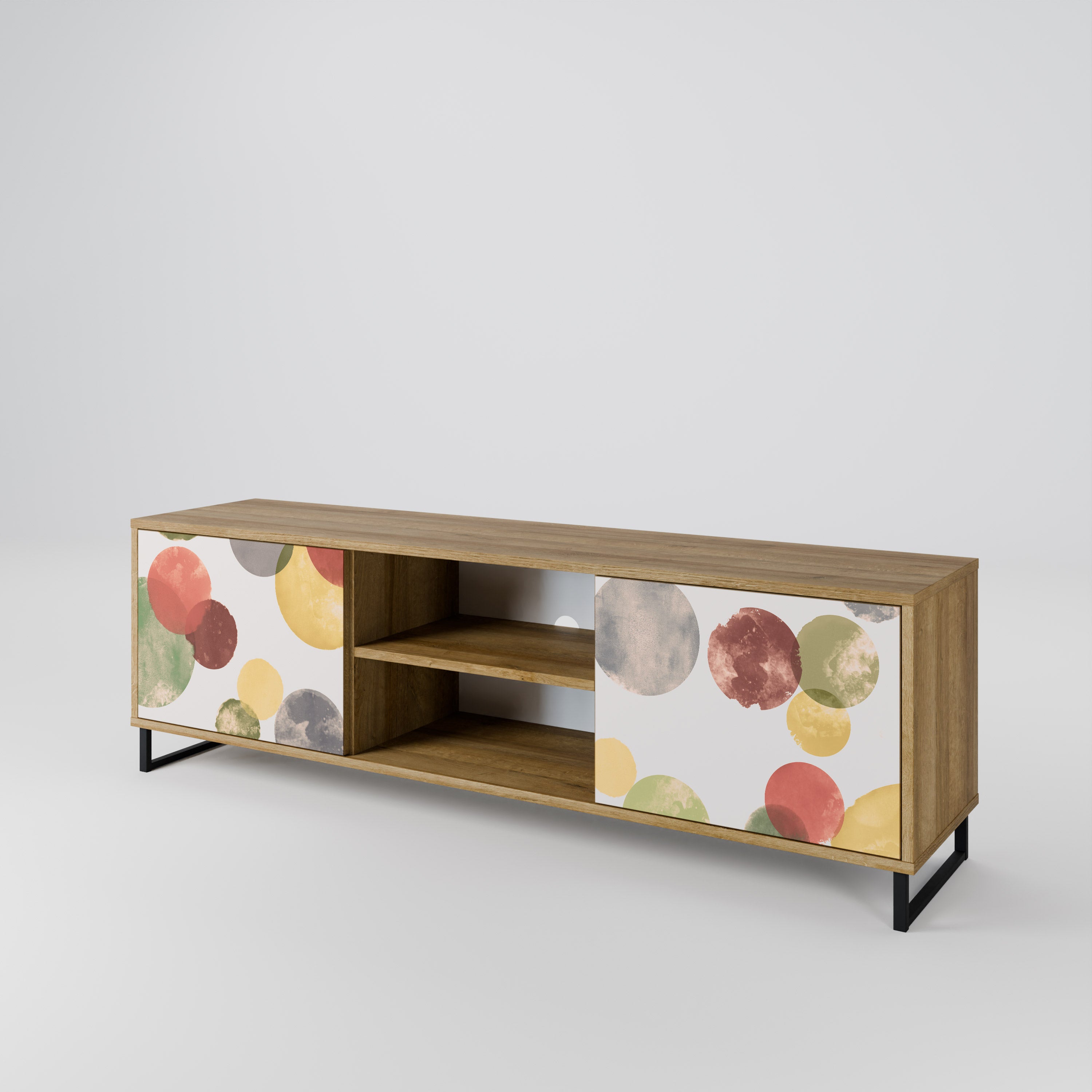 Mueble de TV FLEETING HAPPINESS de 2 puertas con efecto roble