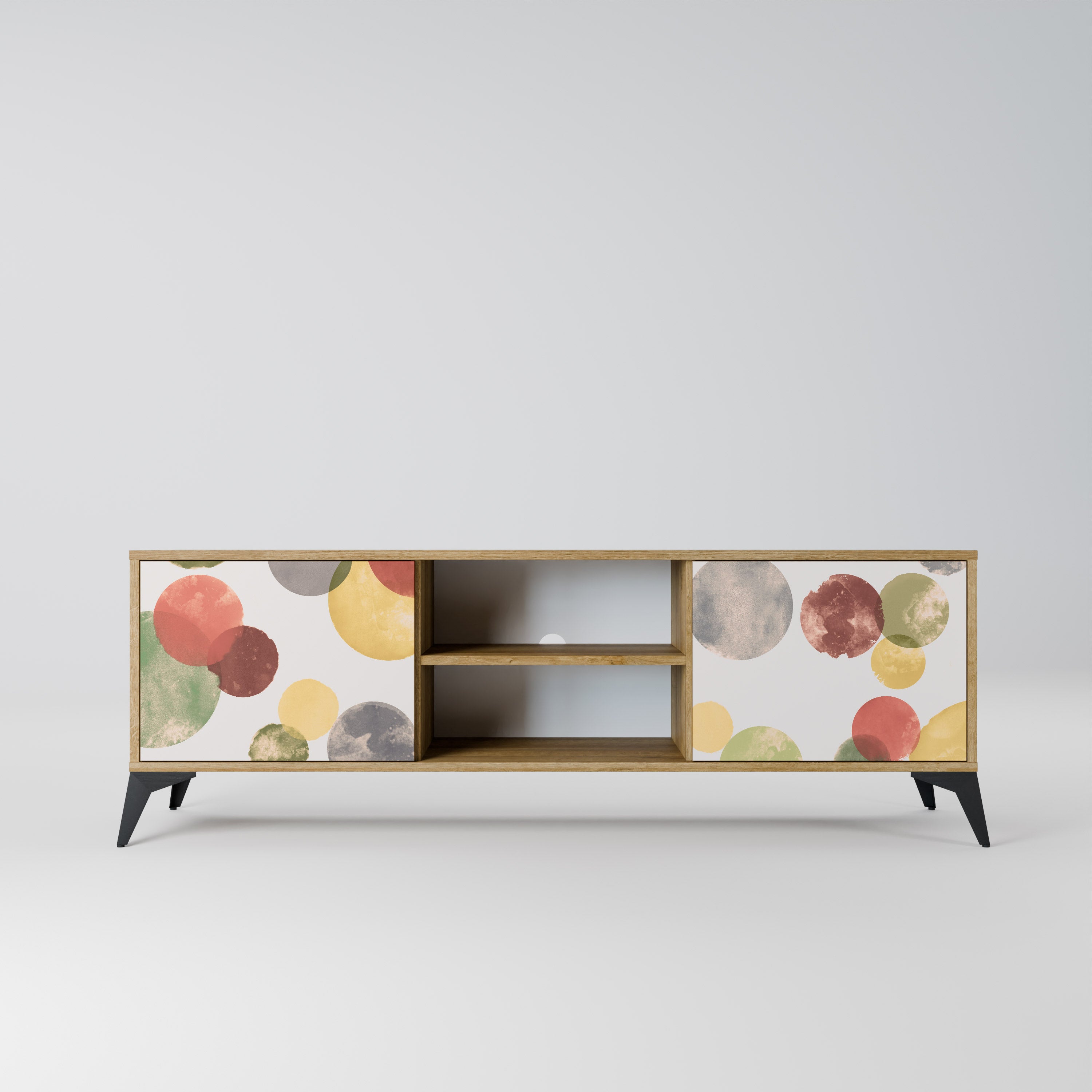 Mueble de TV FLEETING HAPPINESS de 2 puertas con efecto roble