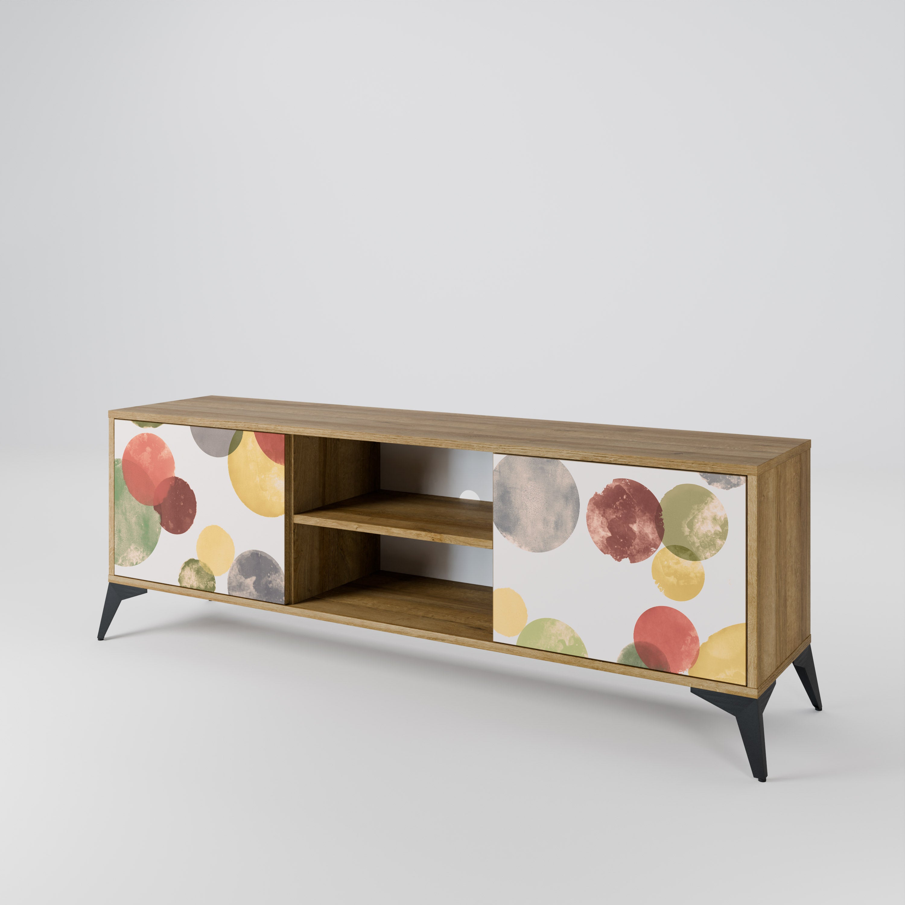 Mueble de TV FLEETING HAPPINESS de 2 puertas con efecto roble
