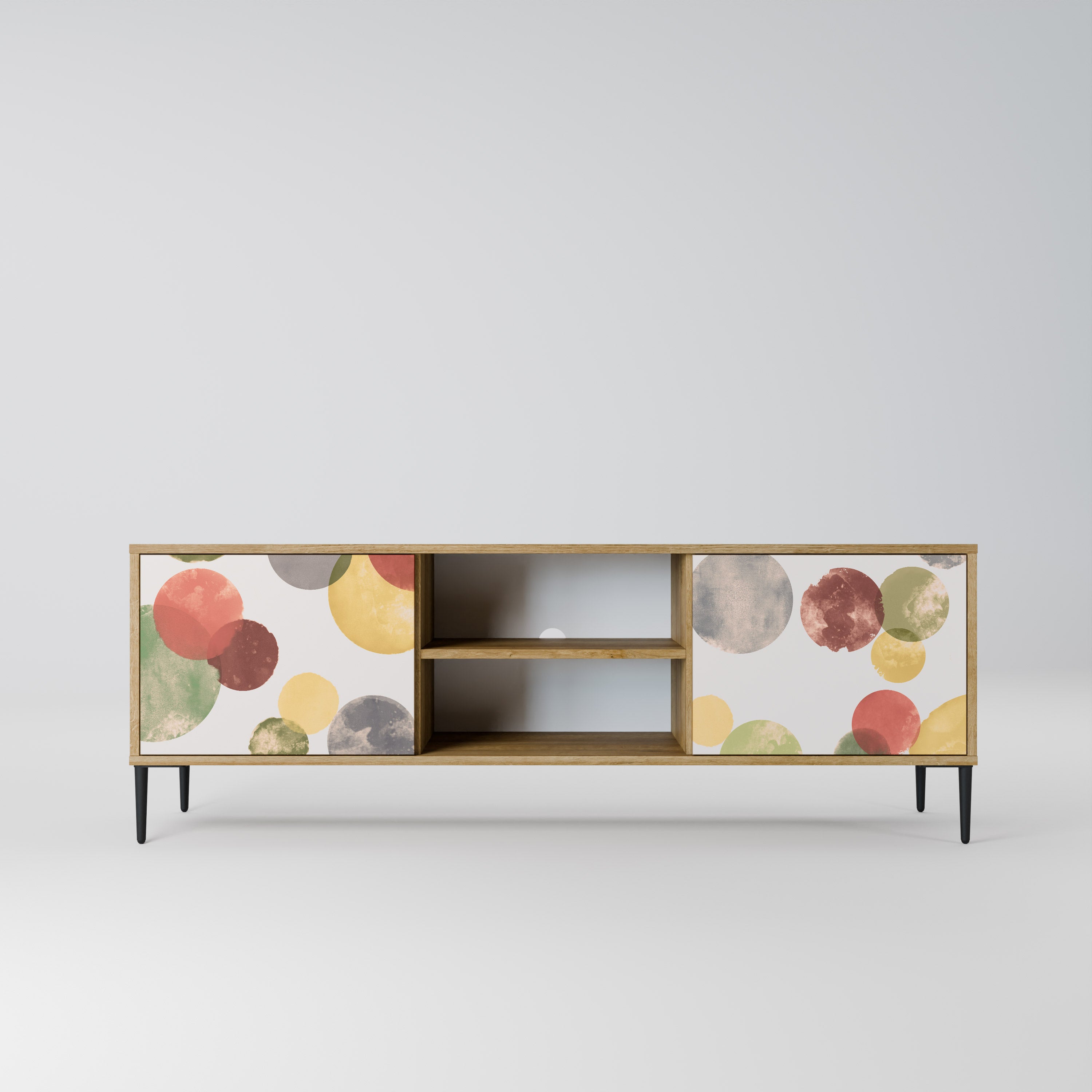 Mueble de TV FLEETING HAPPINESS de 2 puertas con efecto roble