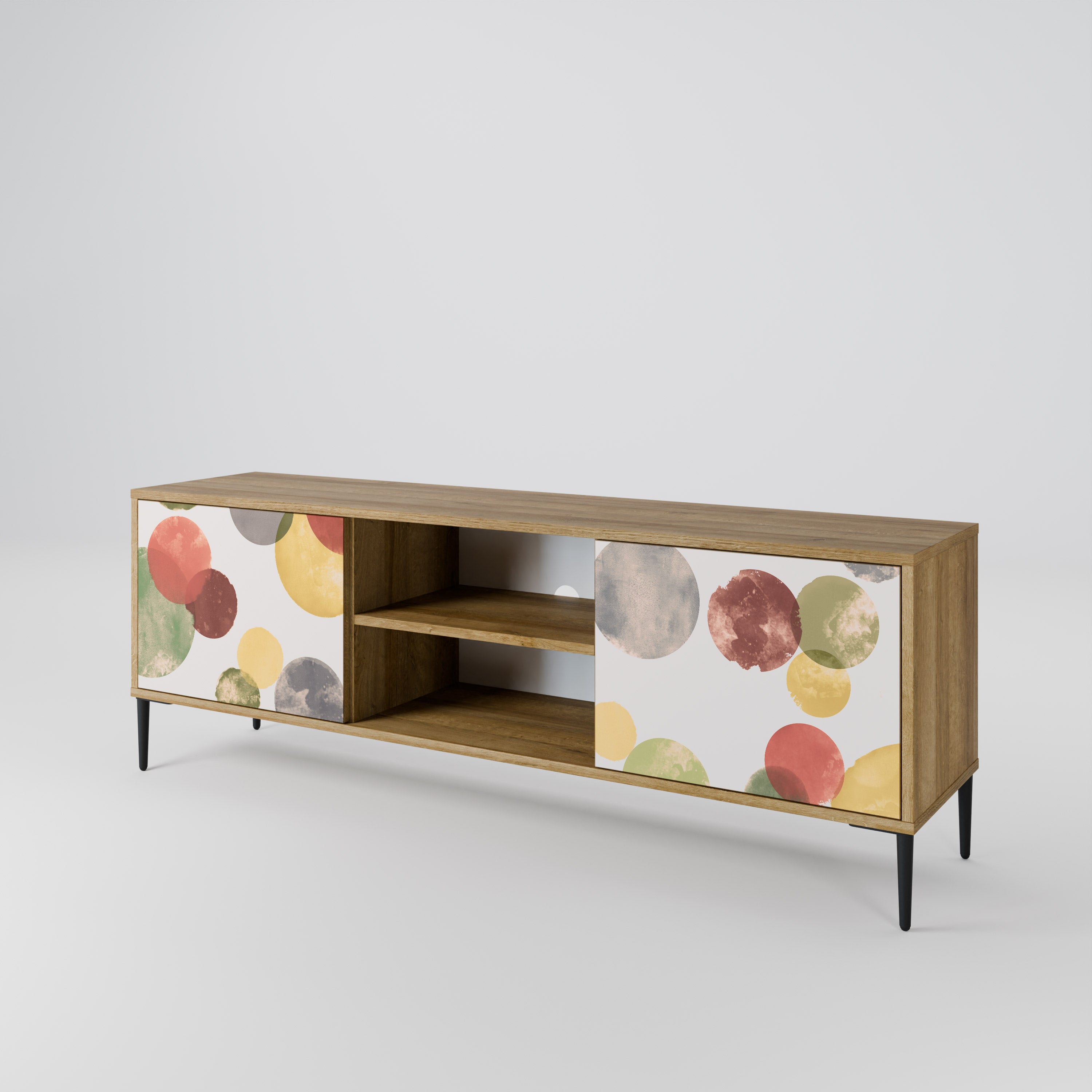 Mueble de TV FLEETING HAPPINESS de 2 puertas con efecto roble