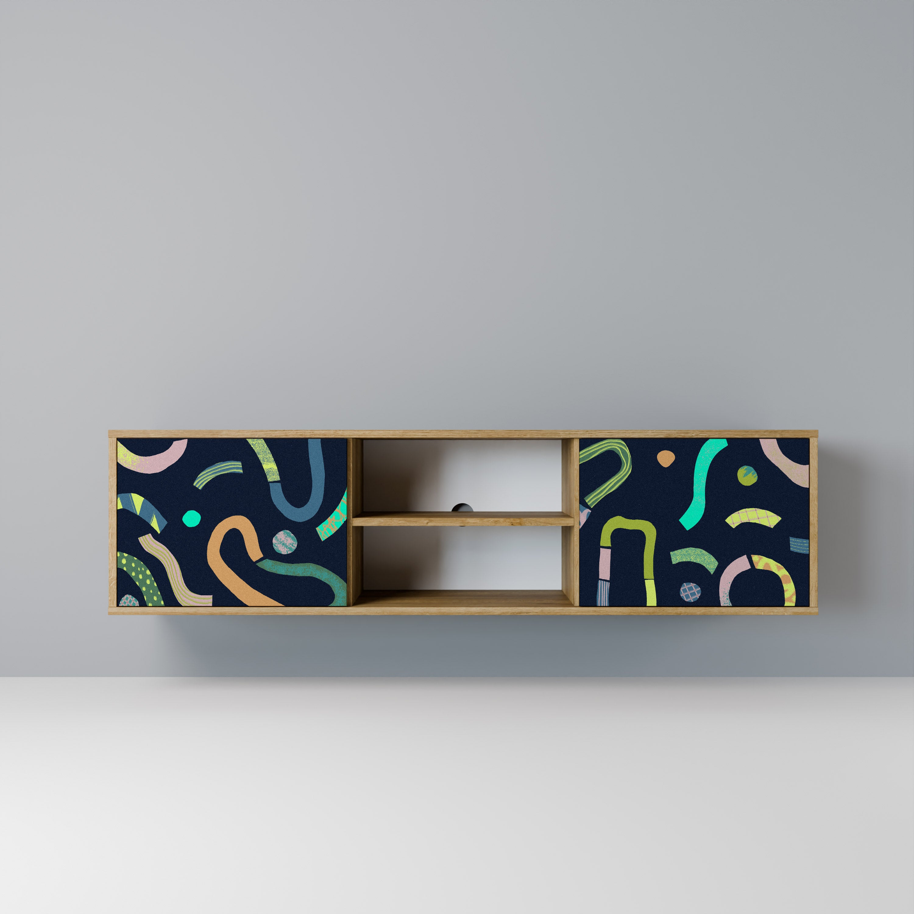 Mueble de TV de 2 puertas CONTRAST DANCE con efecto roble