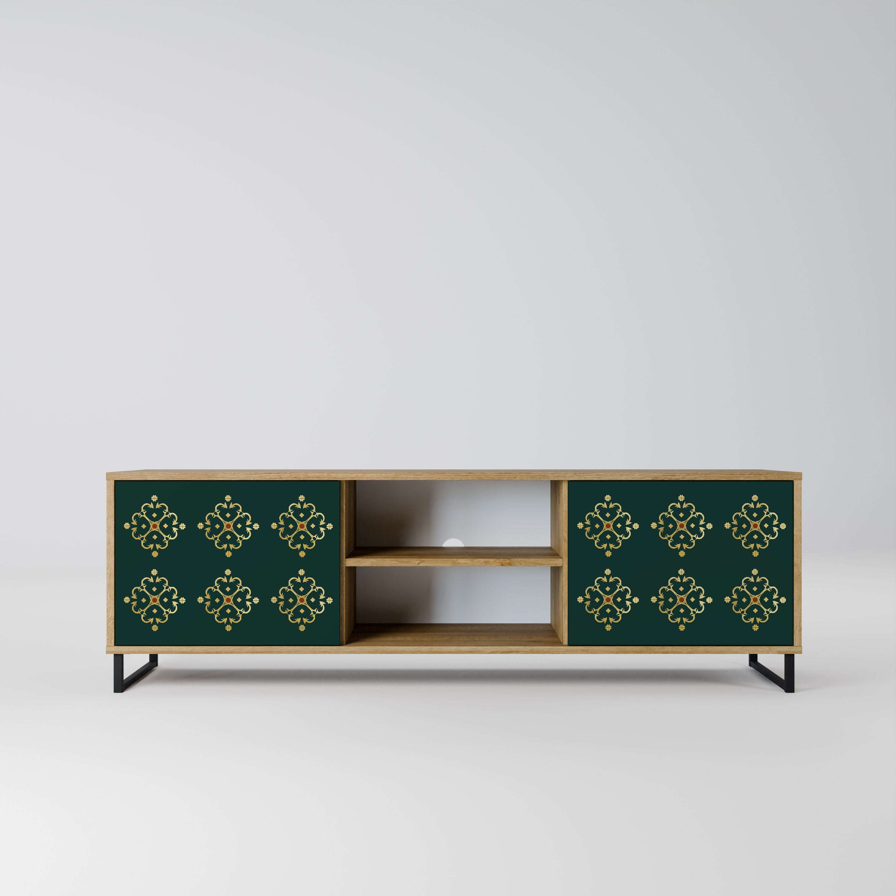 Mueble de TV de 2 puertas ROYAL MEDALLION con efecto roble