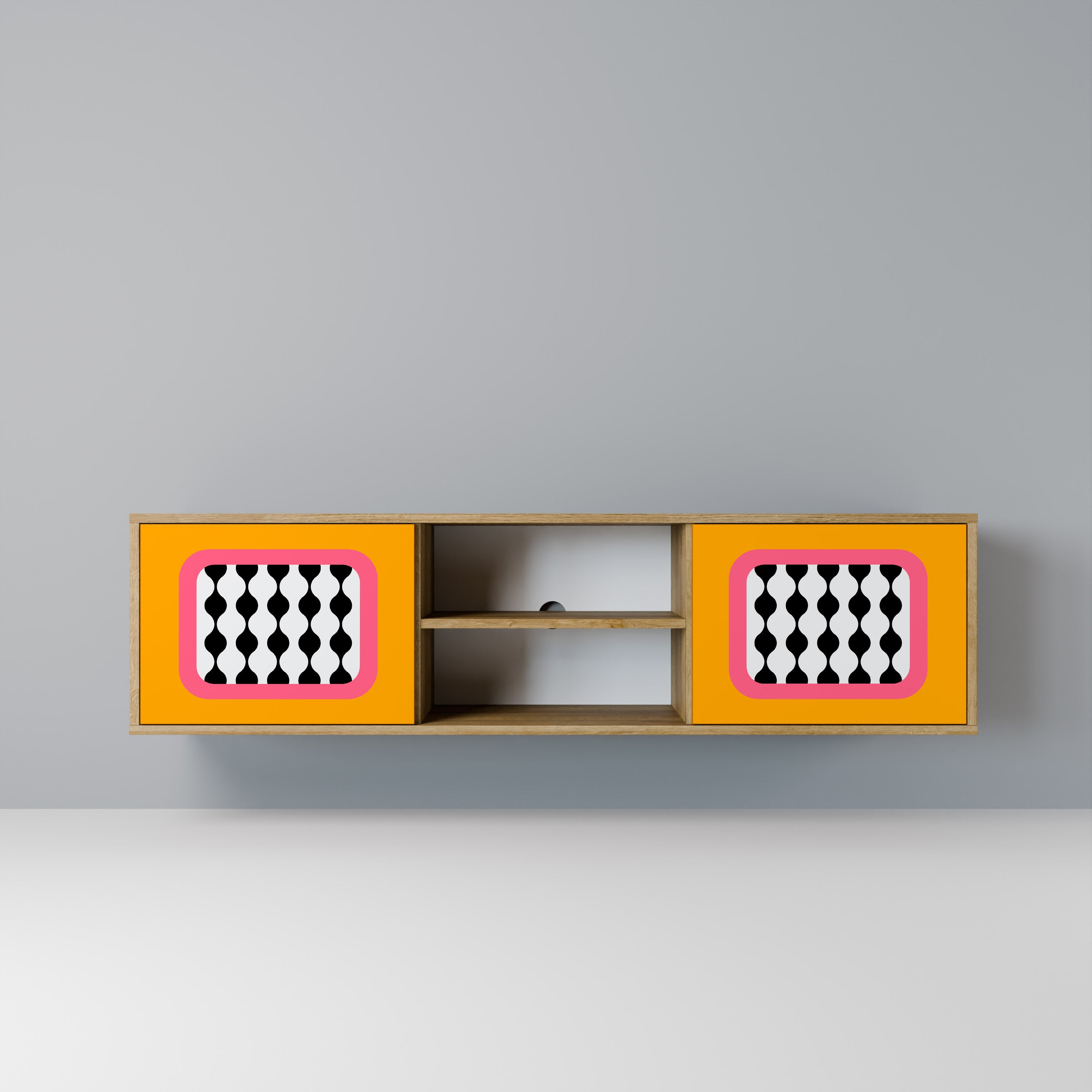 Mueble de TV de 2 puertas TEARS IN HEAVEN con efecto roble