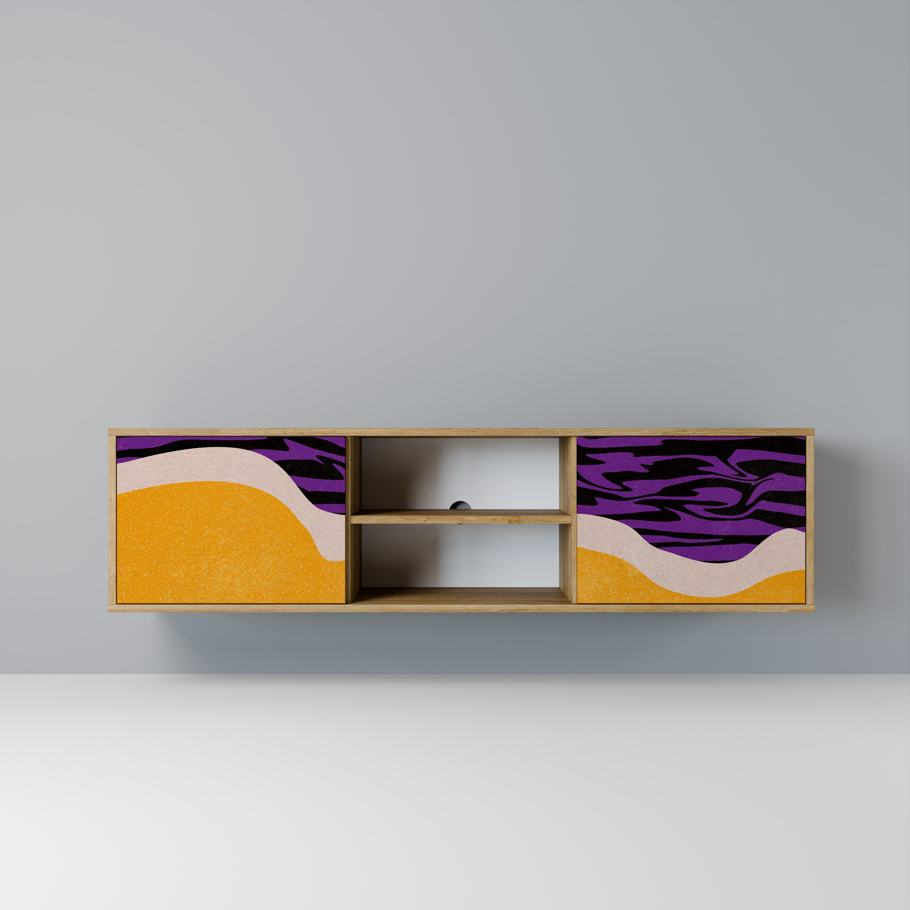 Mueble de TV INDEPENDENT BORDER de 2 puertas con efecto roble