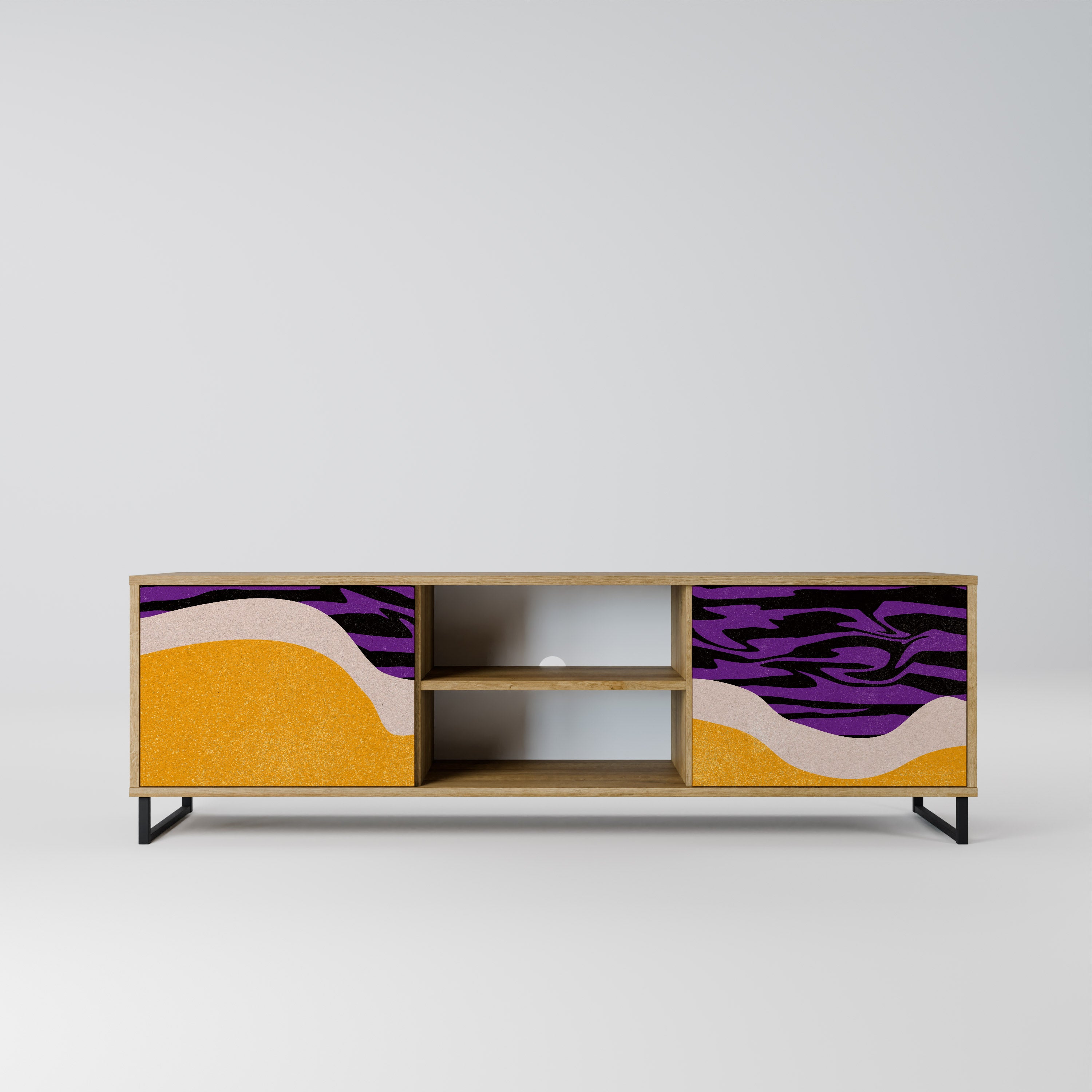 Mueble de TV INDEPENDENT BORDER de 2 puertas con efecto roble