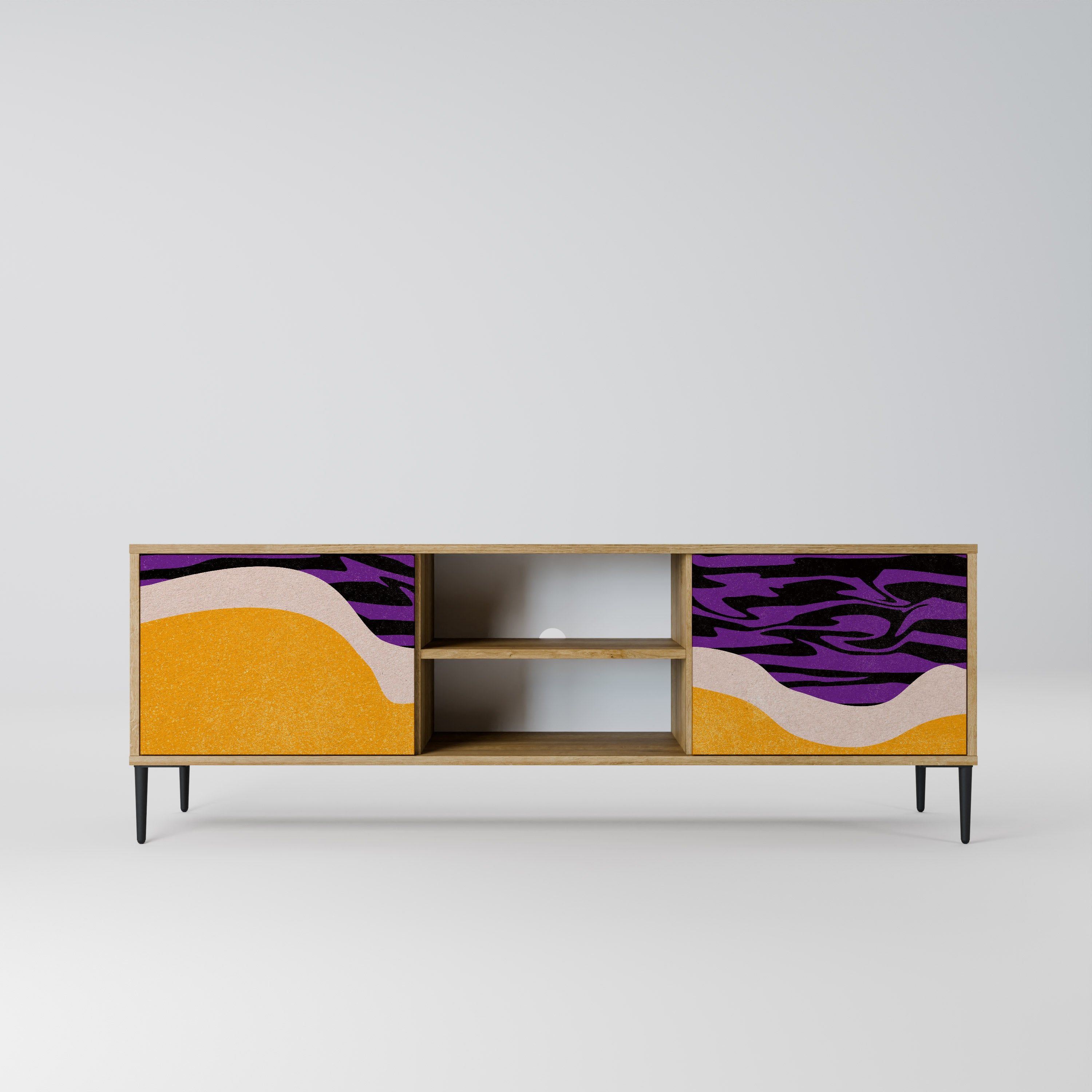 Mueble de TV INDEPENDENT BORDER de 2 puertas con efecto roble