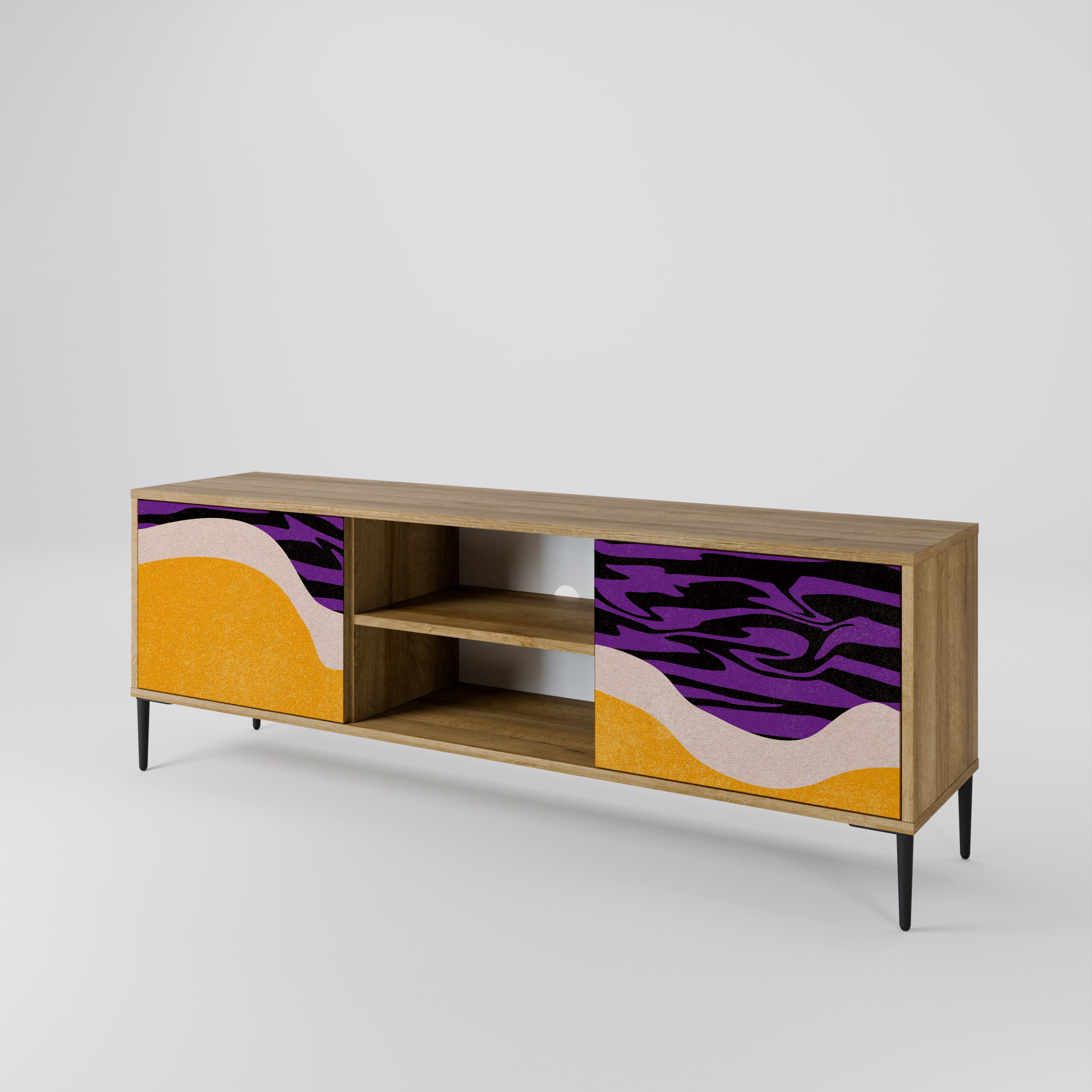 Mueble de TV INDEPENDENT BORDER de 2 puertas con efecto roble