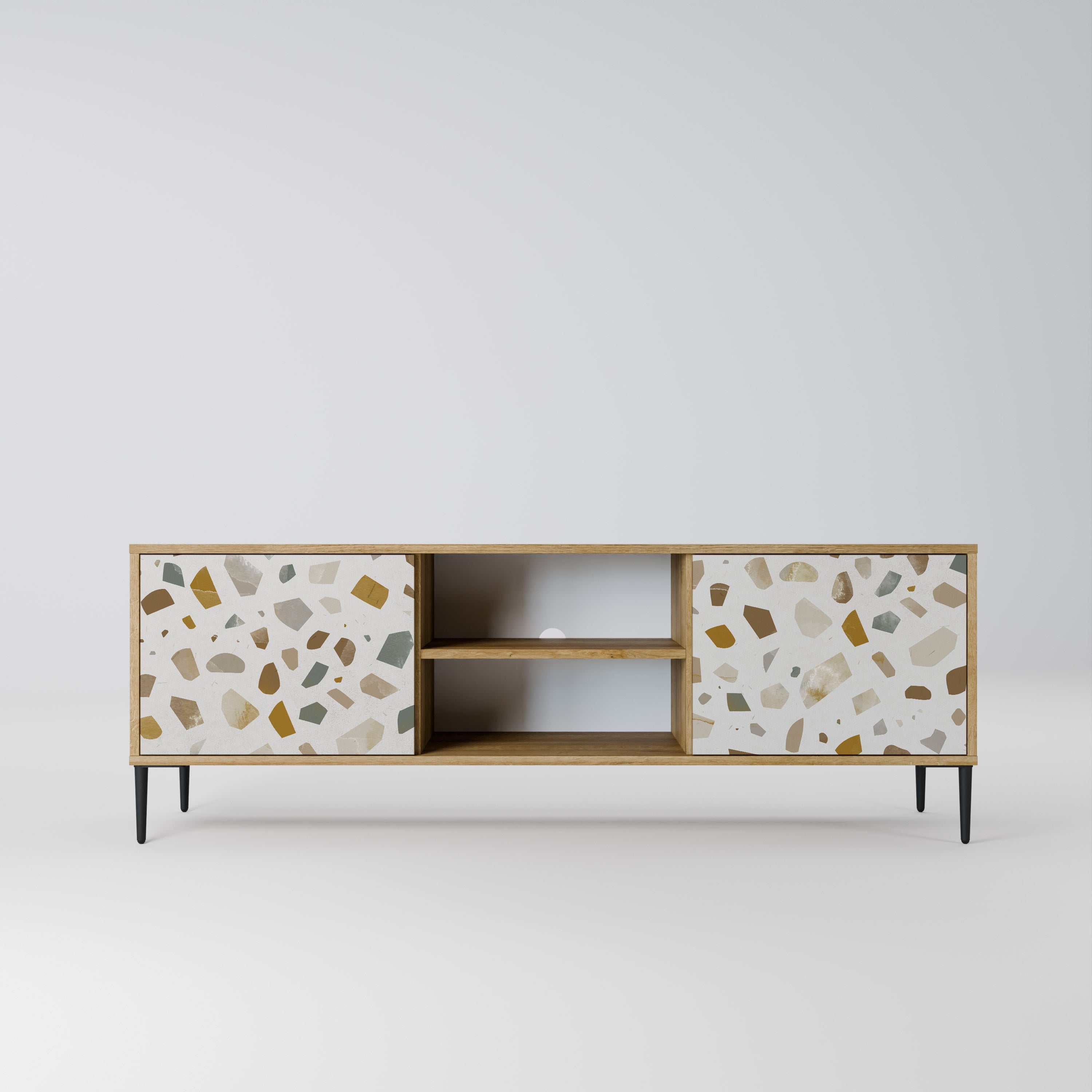 PIECES OF TOMORROW Mueble de TV de 2 puertas con efecto roble