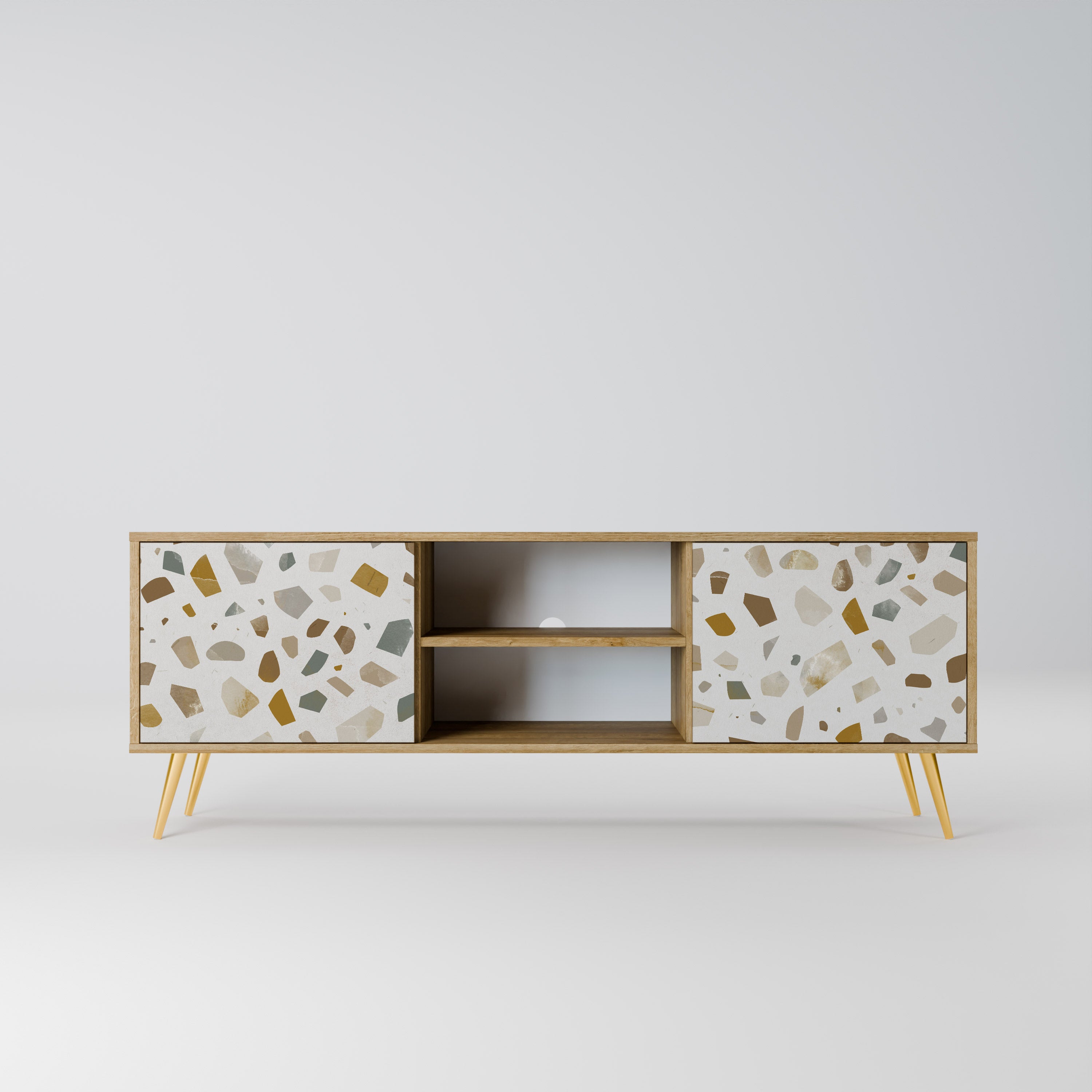 PIECES OF TOMORROW Mueble de TV de 2 puertas con efecto roble