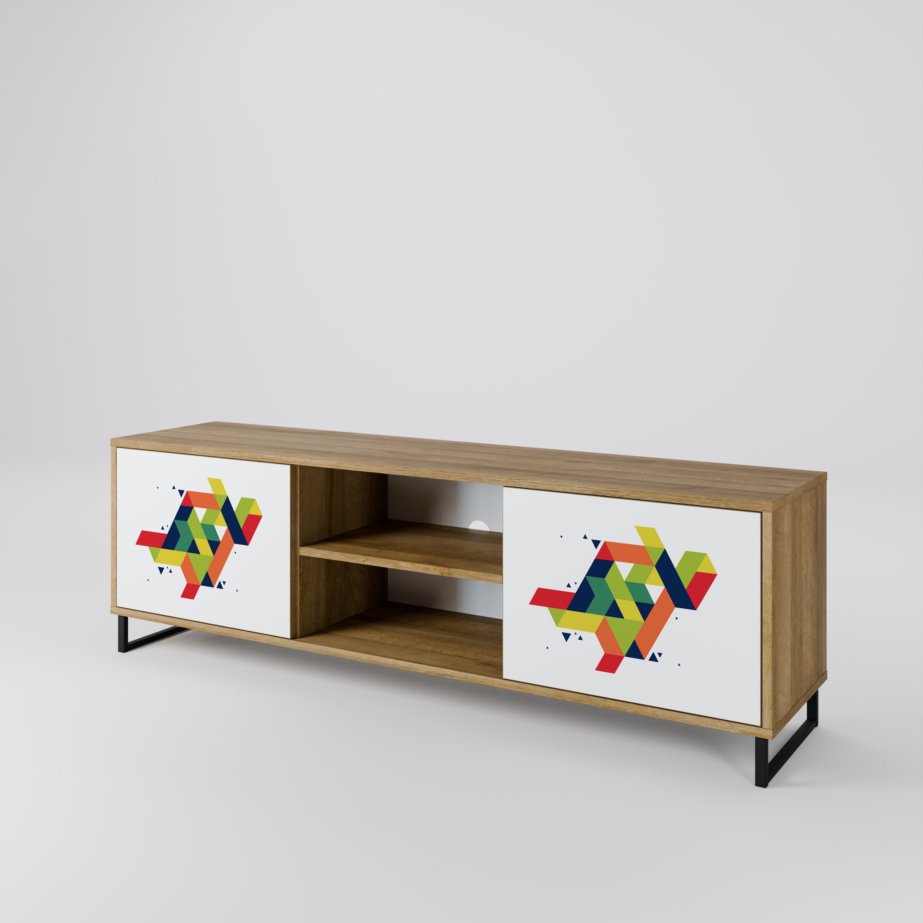 Mueble de TV de 2 puertas FUTURE SIGN con efecto roble