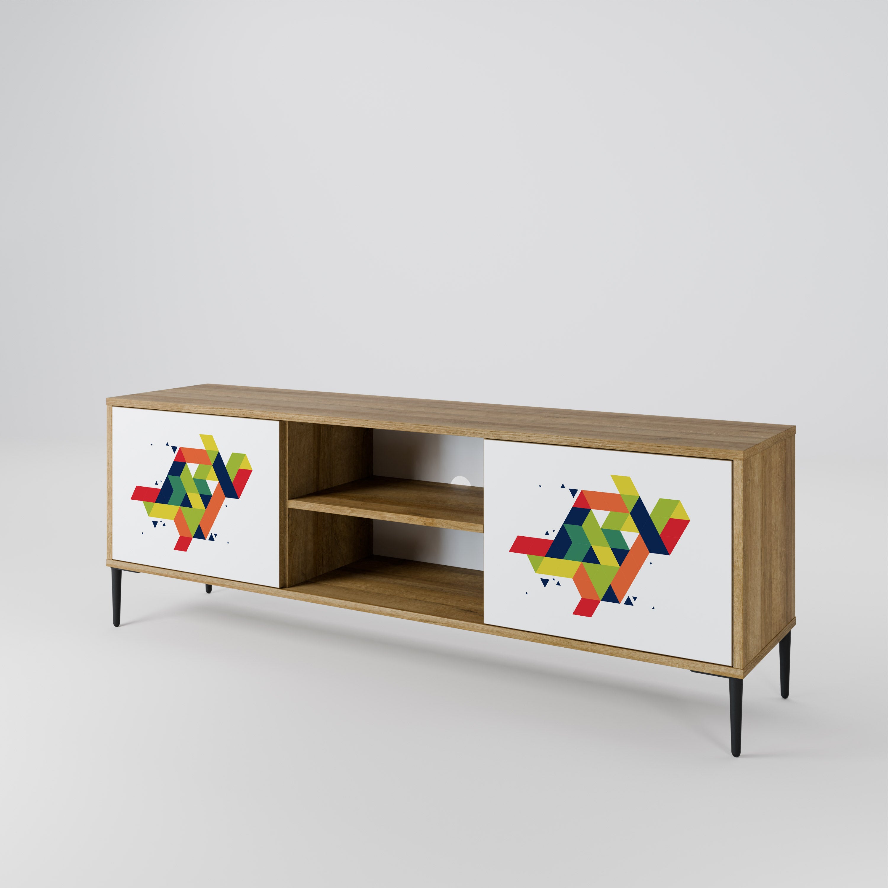 Mueble de TV de 2 puertas FUTURE SIGN con efecto roble