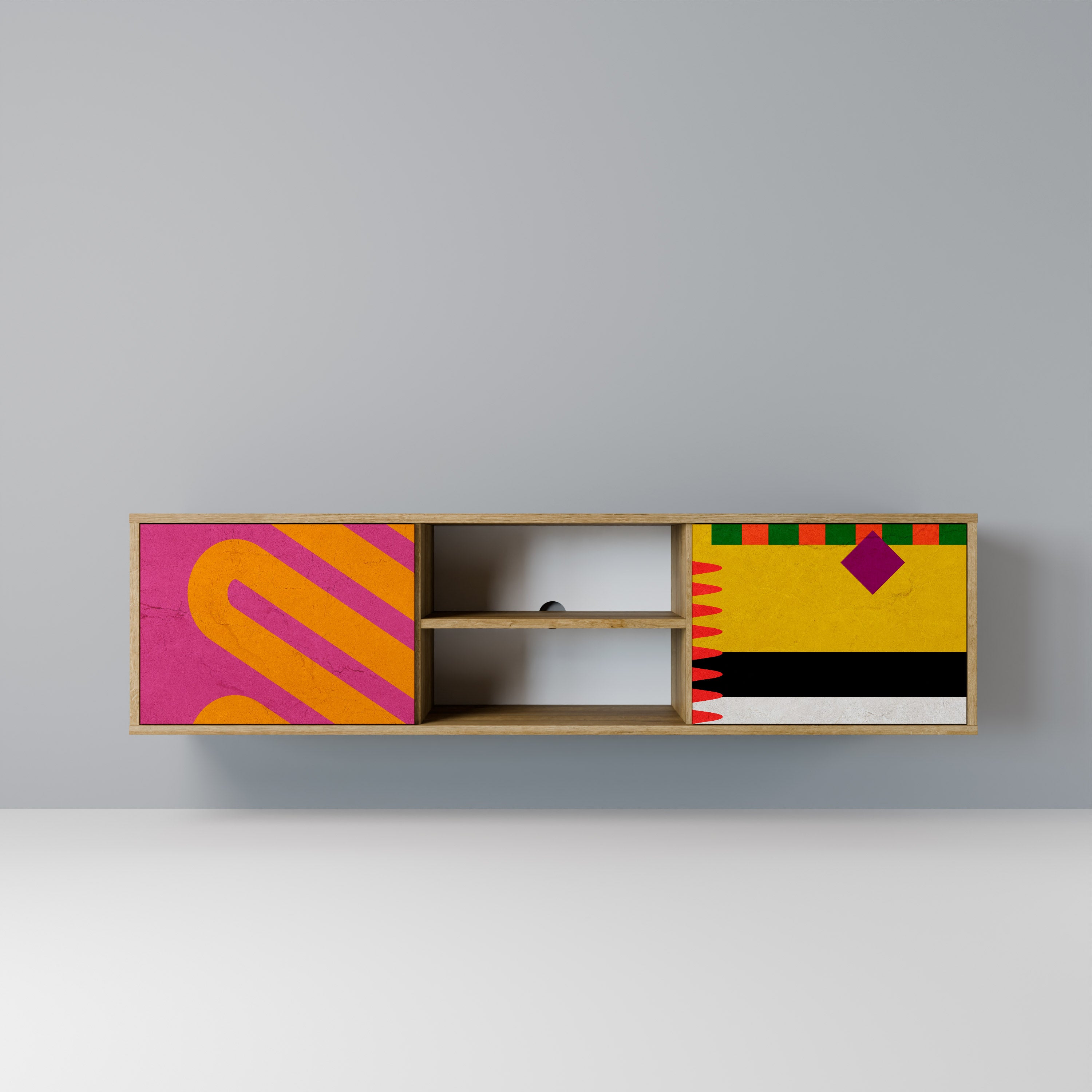 Mueble de TV de 2 puertas VIVID ART con efecto roble