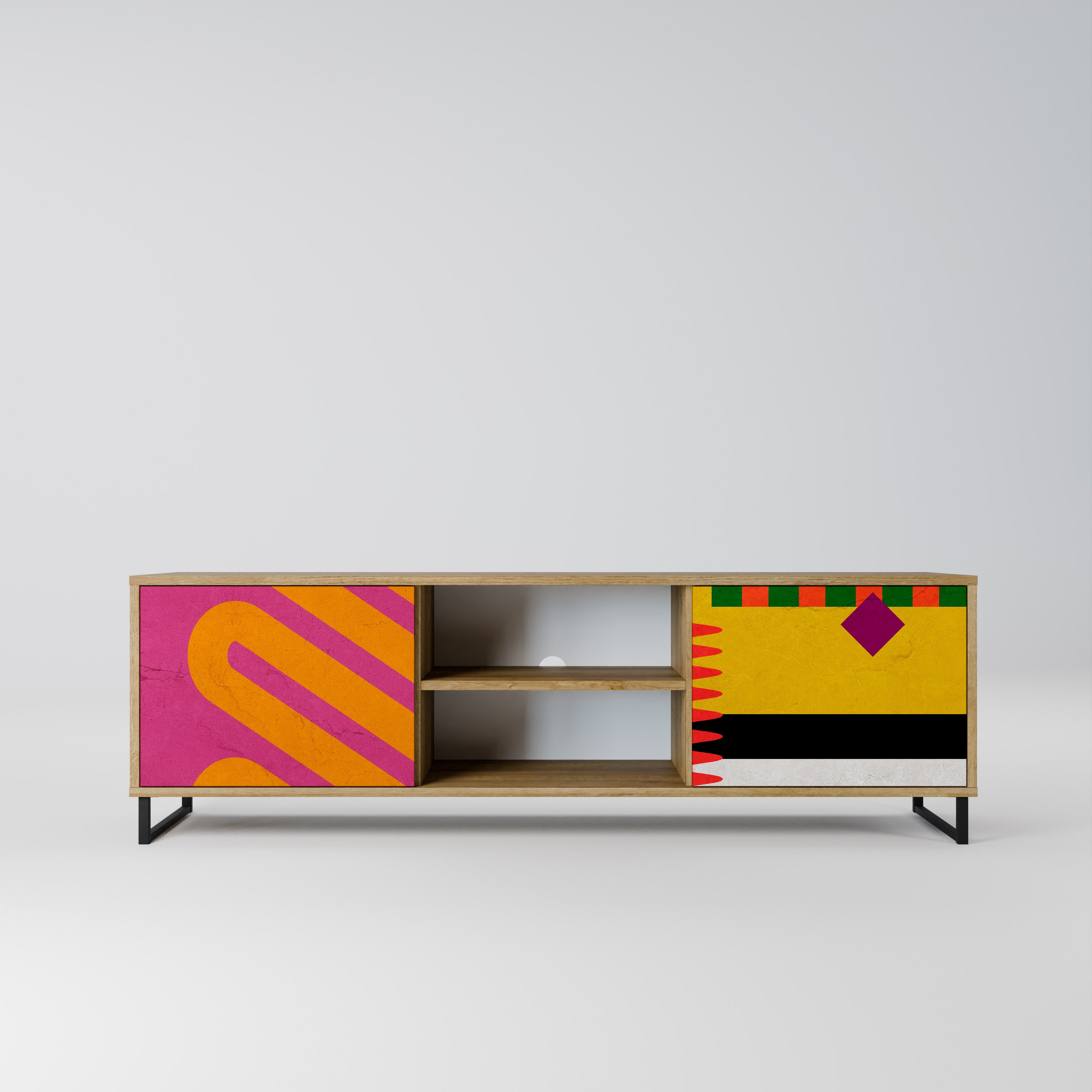 Mueble de TV de 2 puertas VIVID ART con efecto roble