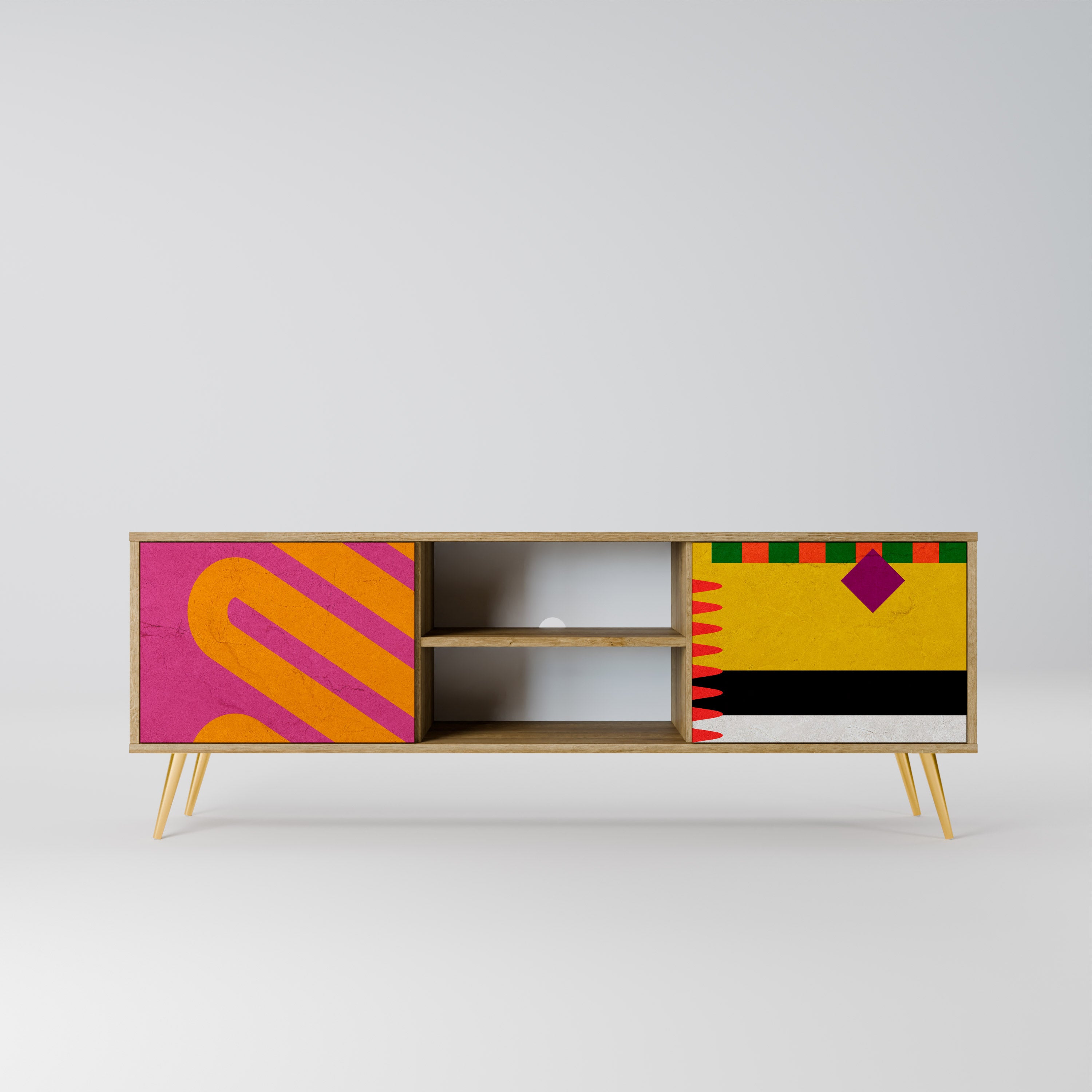 Mueble de TV de 2 puertas VIVID ART con efecto roble