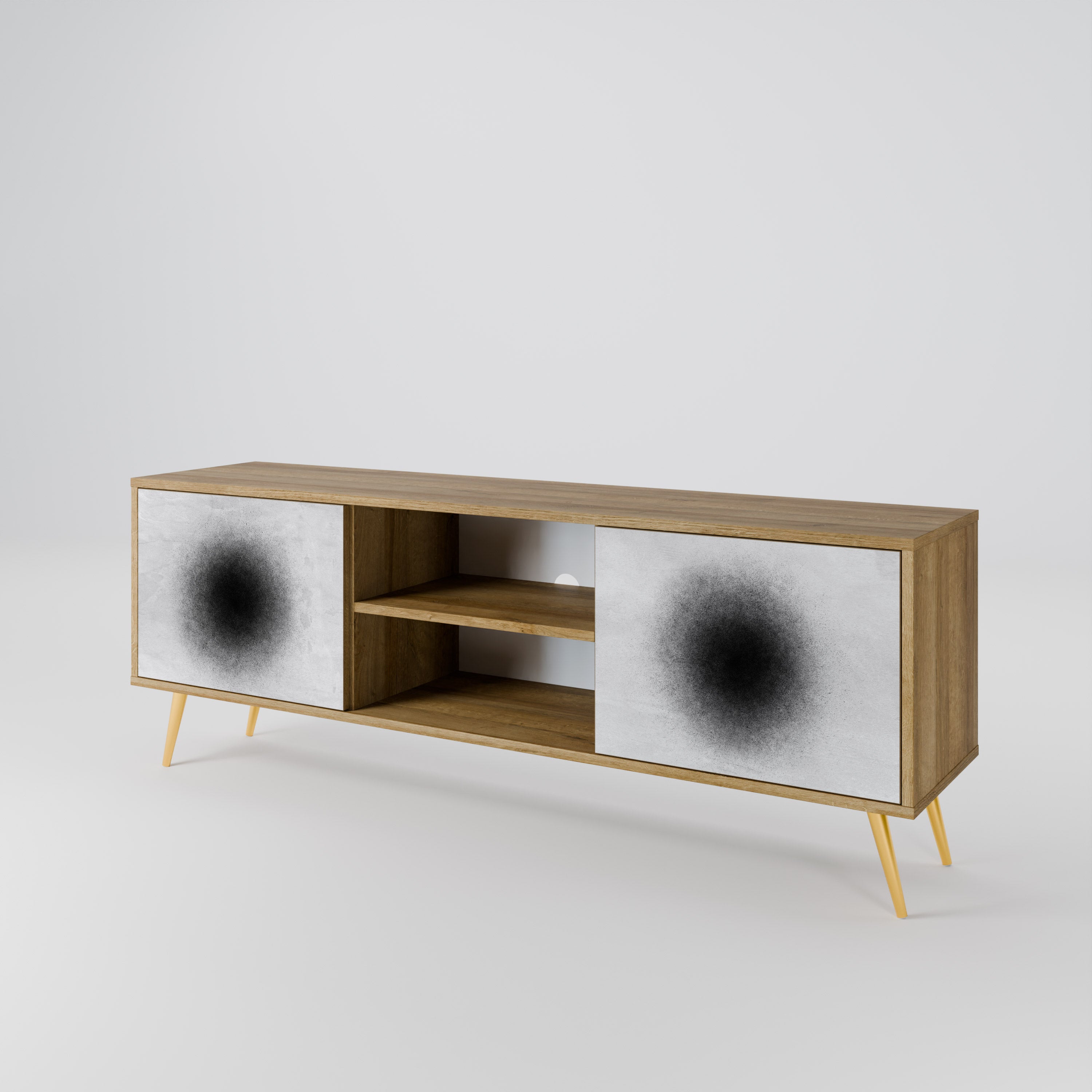 Mueble de TV de 2 puertas BLACK HOLE con efecto roble