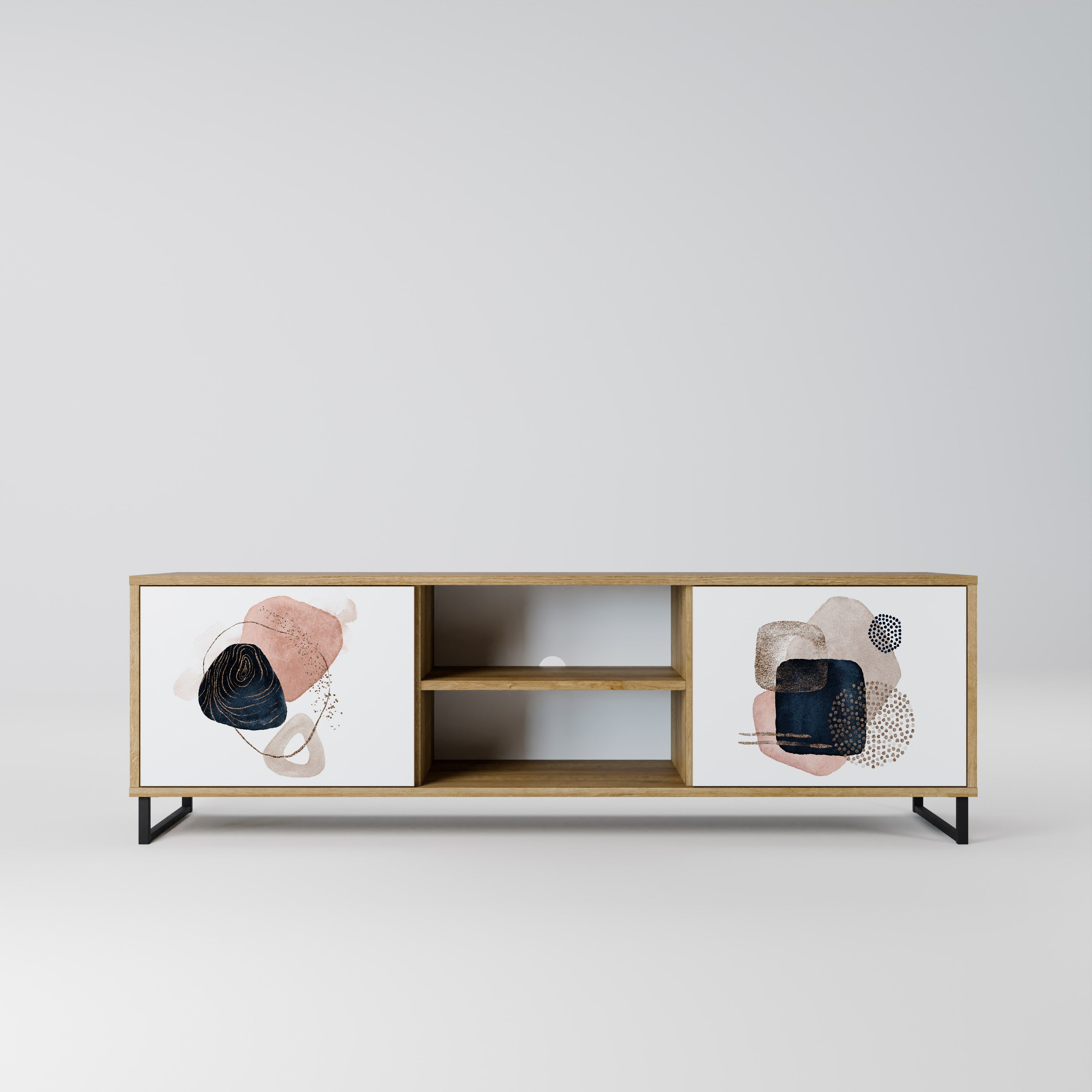 Mueble de TV de 2 puertas con efecto roble COLORFUL SHAPES