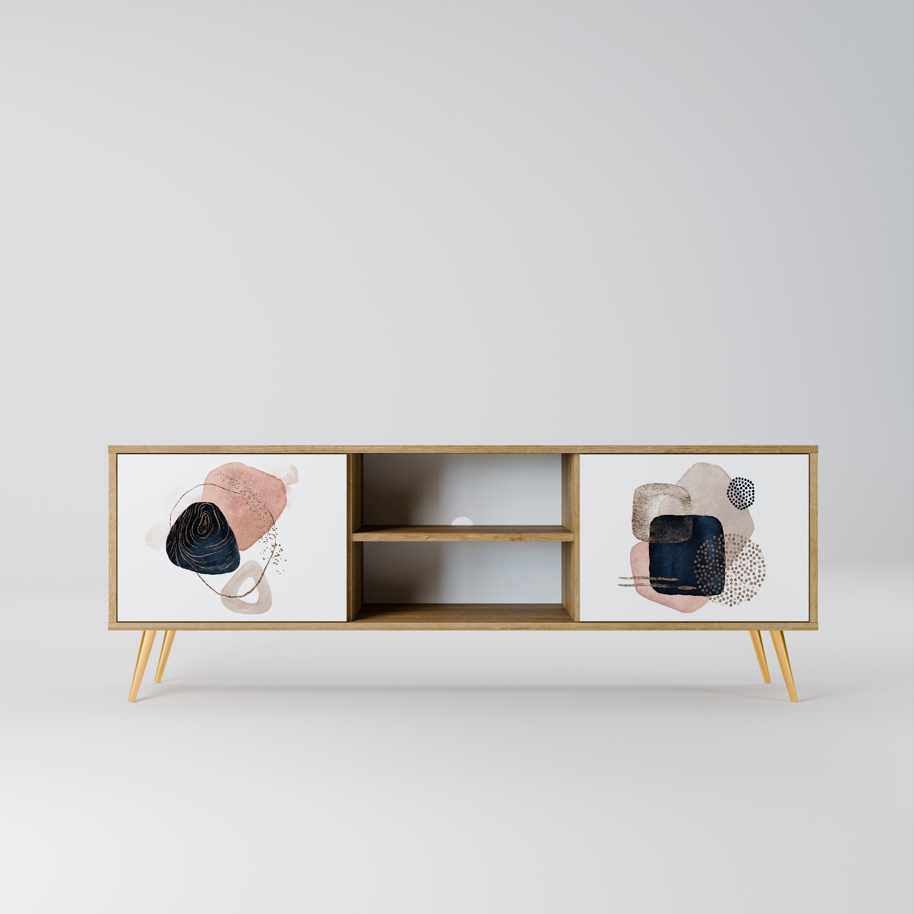 Mueble de TV de 2 puertas con efecto roble COLORFUL SHAPES