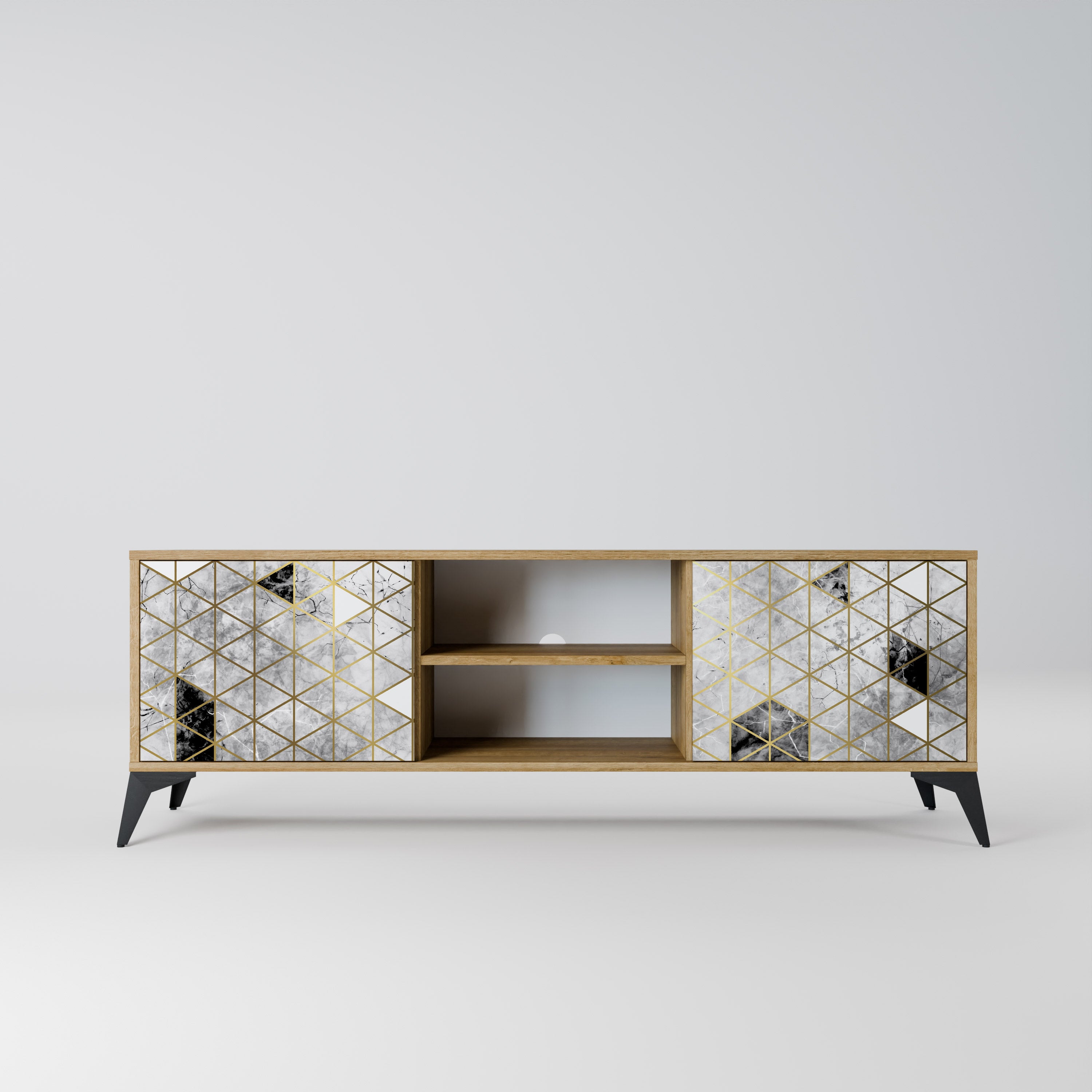 Mueble de TV ASHEN ARIA de 2 puertas con efecto roble