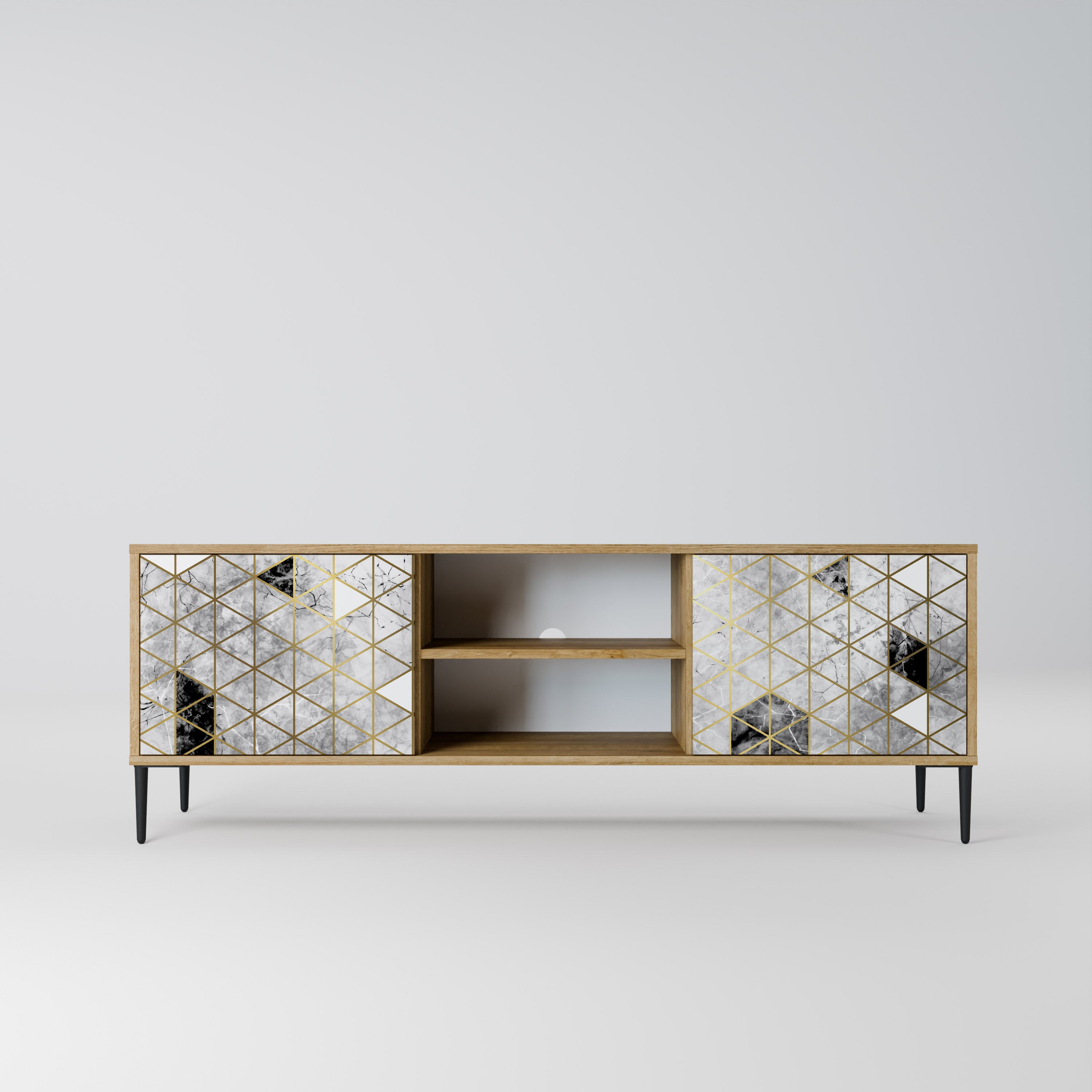 Mueble de TV ASHEN ARIA de 2 puertas con efecto roble