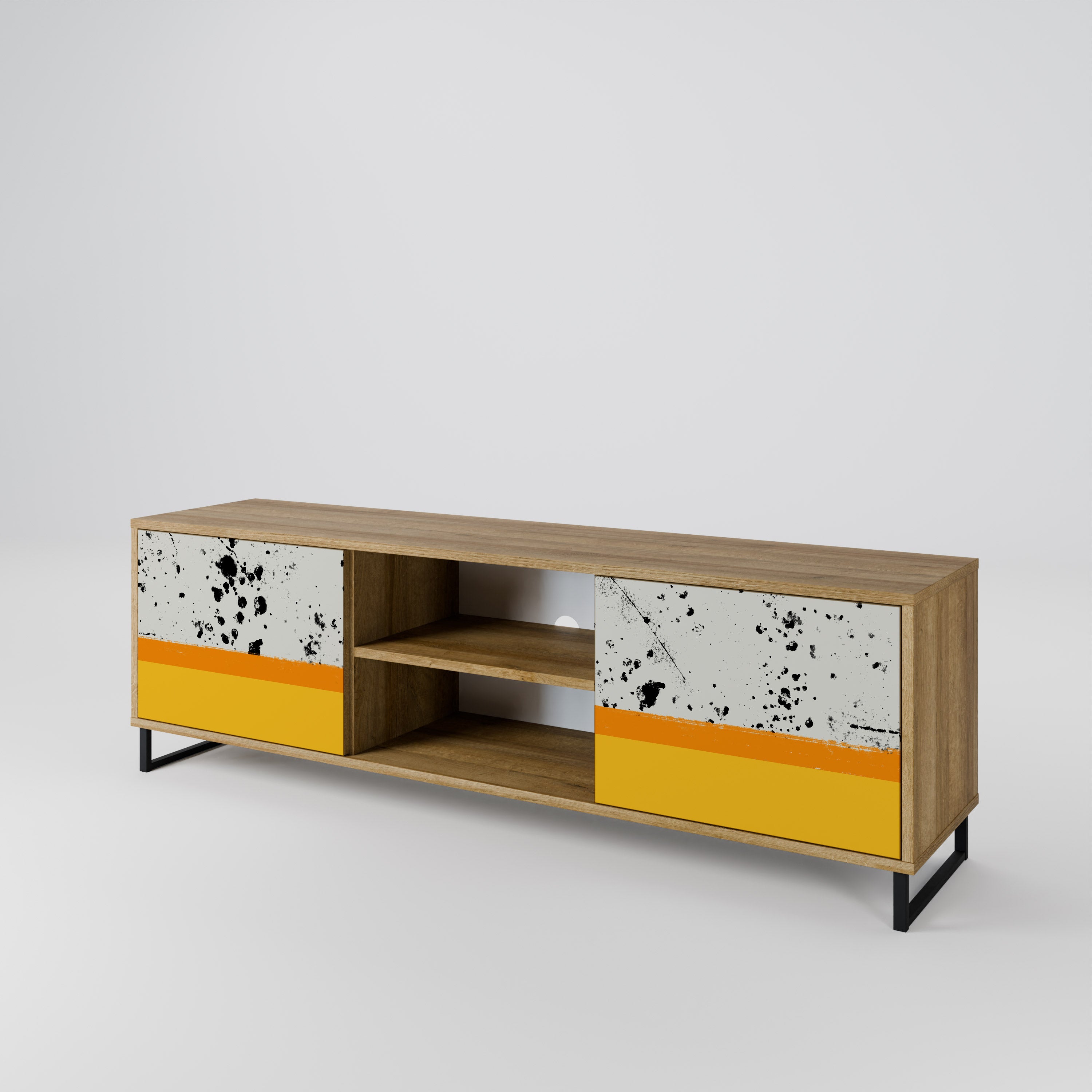 Mueble de TV de 2 puertas DYED BY ORANGE con efecto roble