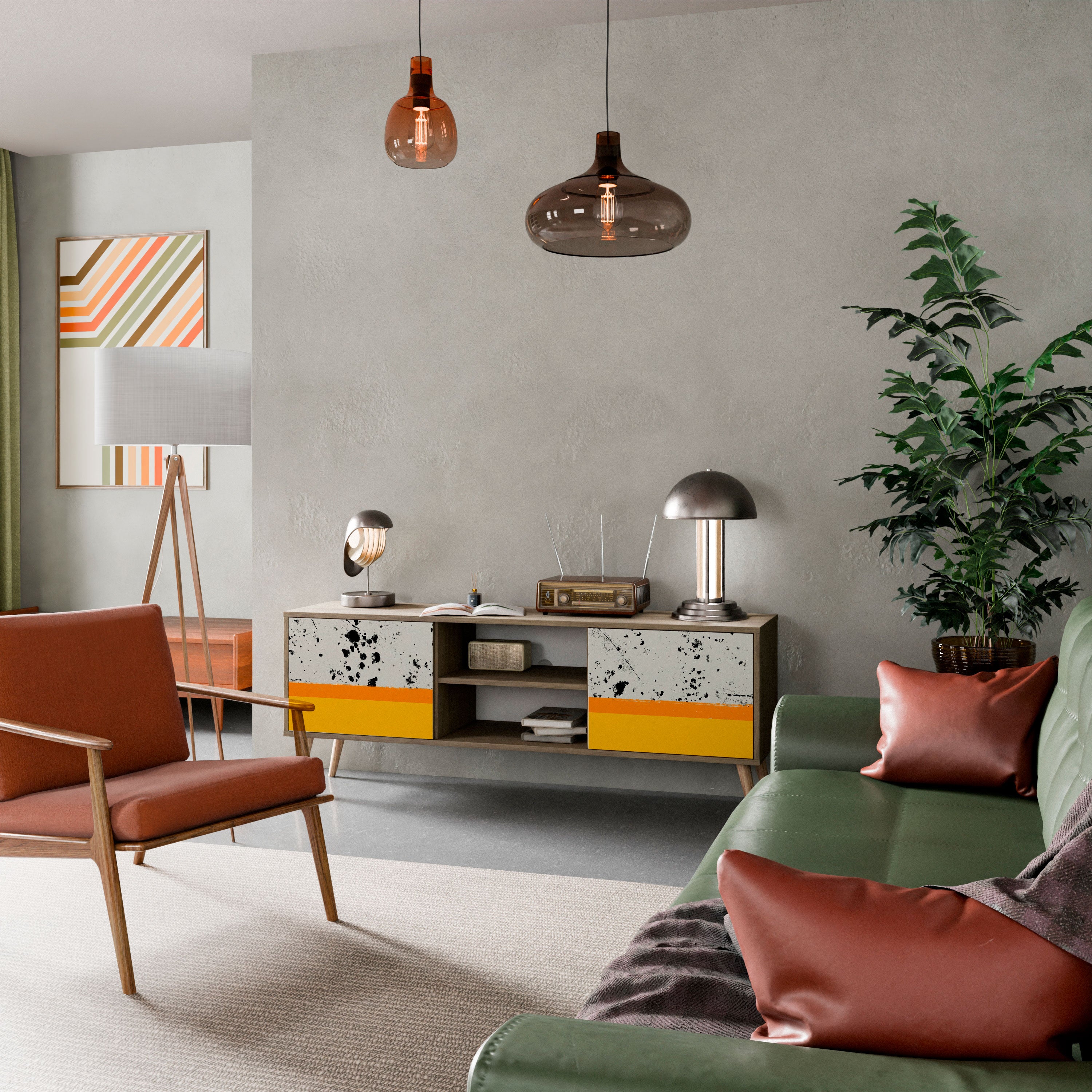 Mueble de TV de 2 puertas DYED BY ORANGE con efecto roble