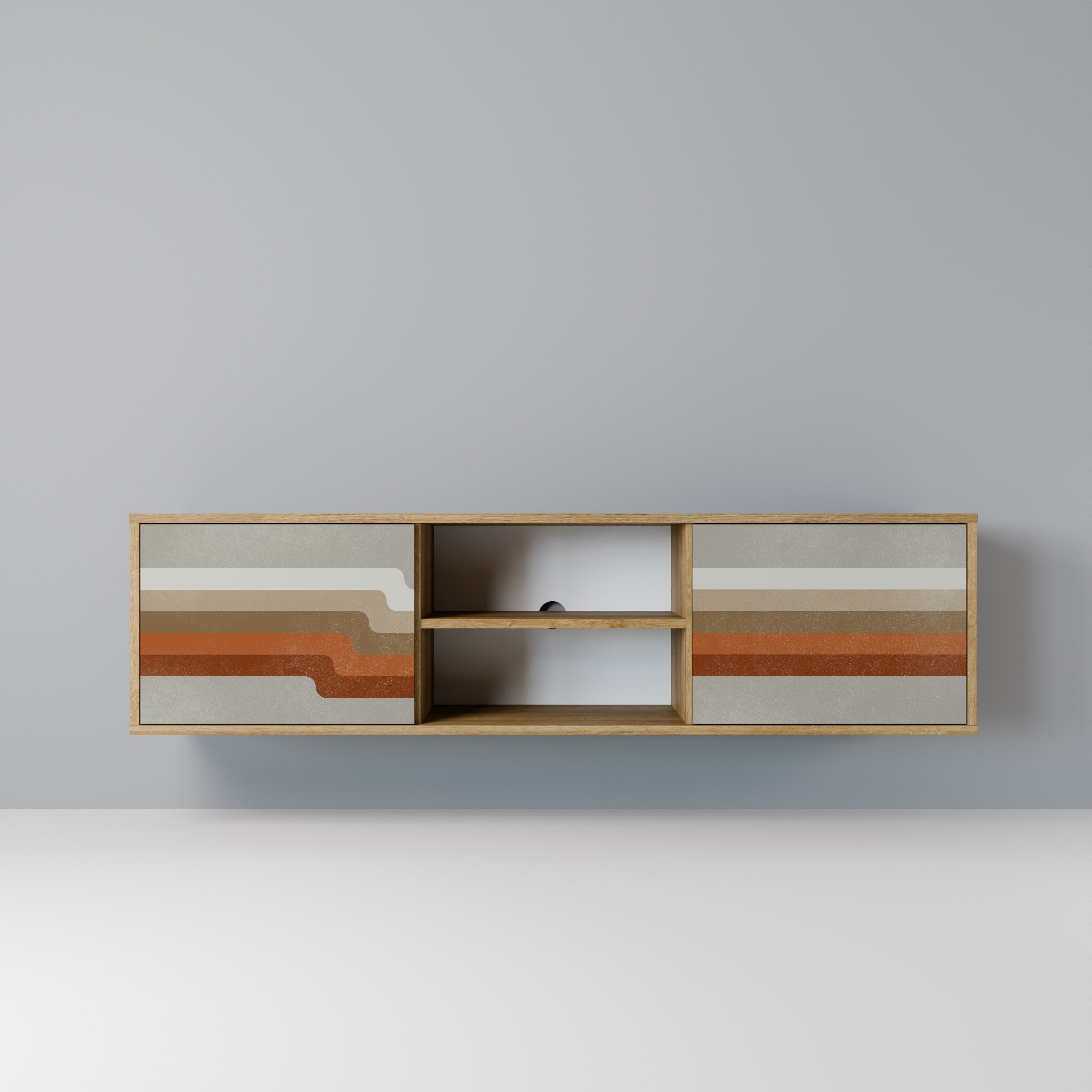 Mueble de TV PECULIAR TRAIL de 2 puertas con efecto roble