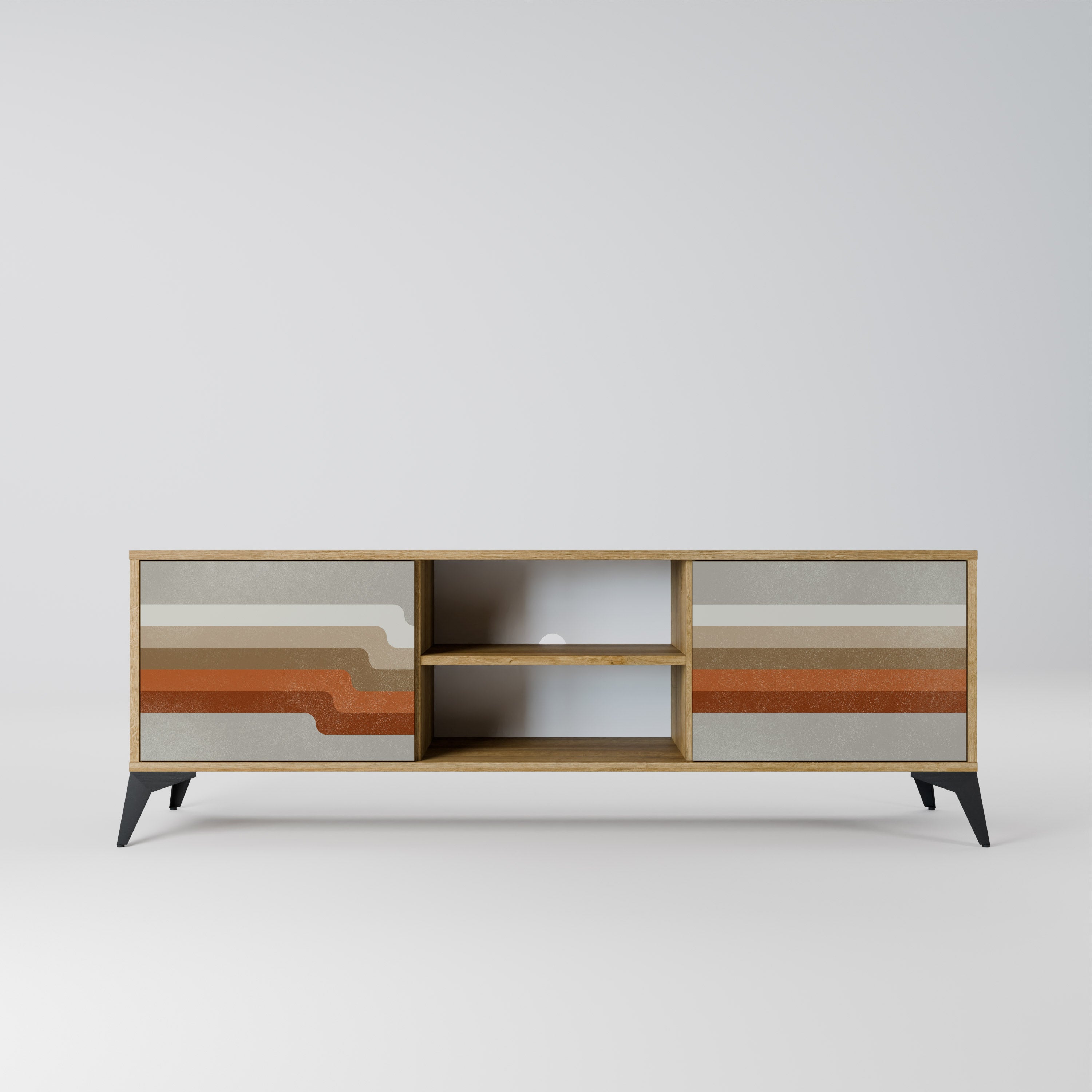 Mueble de TV PECULIAR TRAIL de 2 puertas con efecto roble