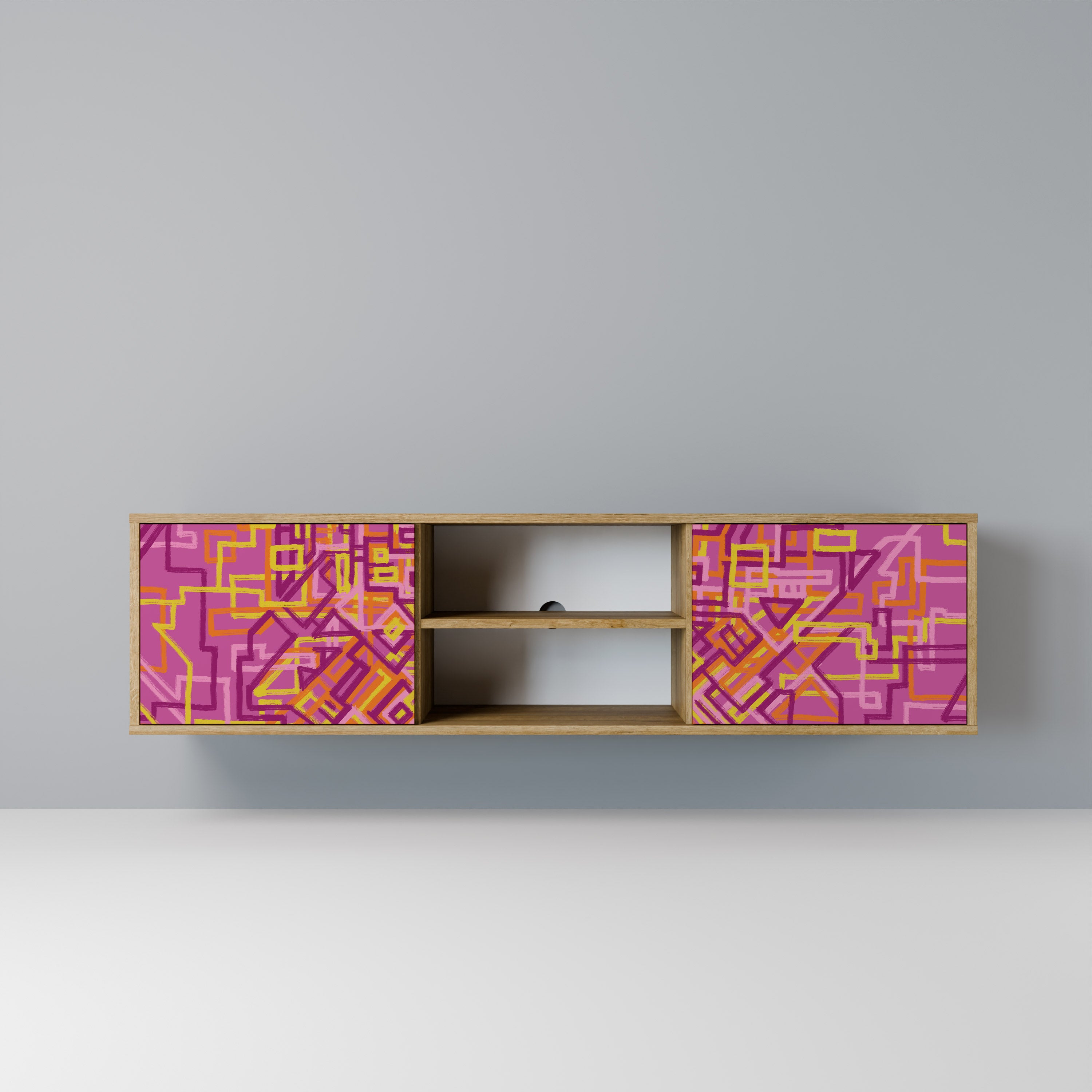 Mueble de TV de 2 puertas LOVELY MEMORIES con efecto roble