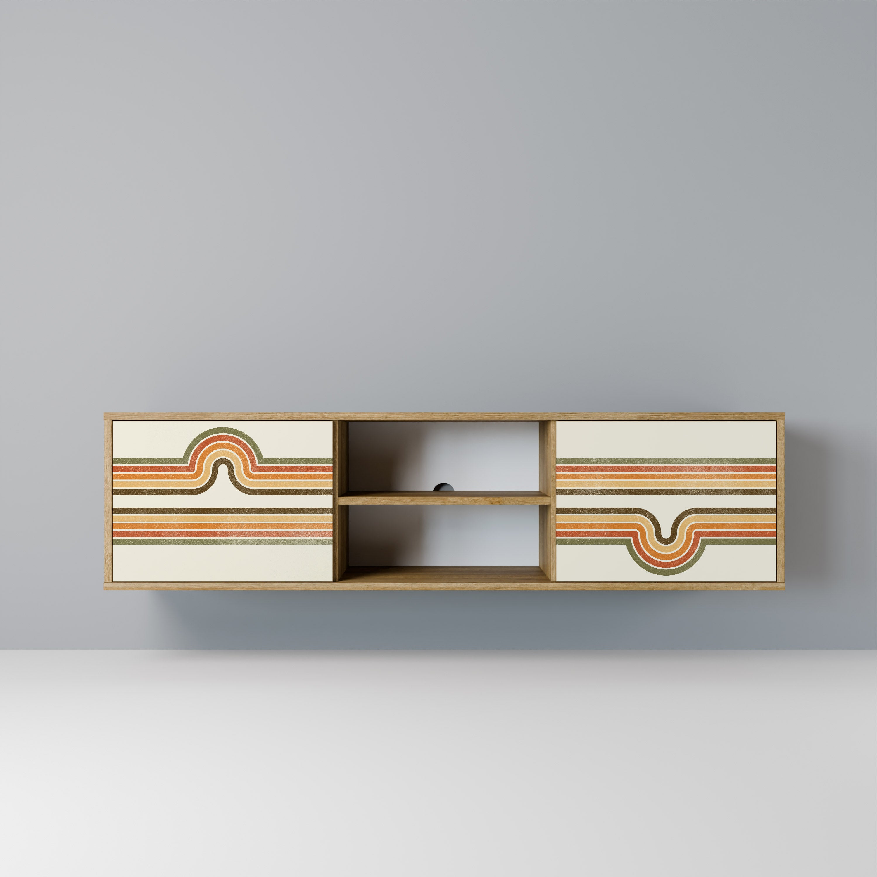 EXCEPCIONAL Mueble de TV STREAM de 2 puertas con efecto roble