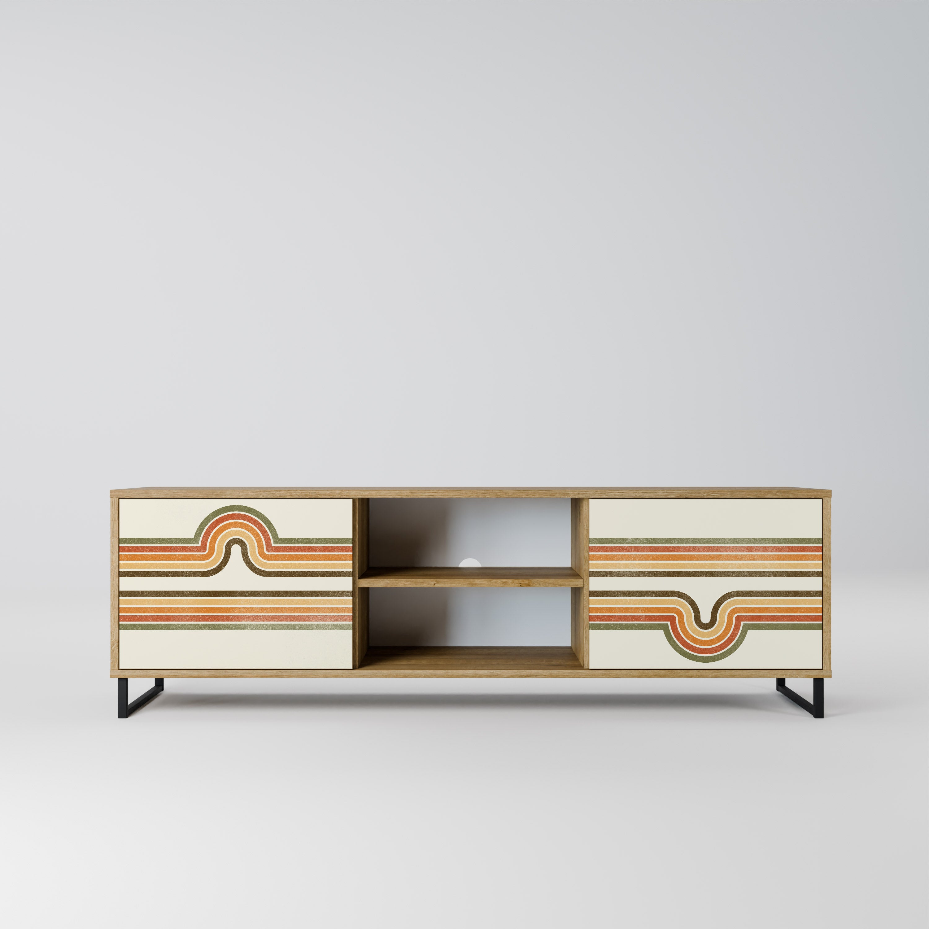 EXCEPCIONAL Mueble de TV STREAM de 2 puertas con efecto roble