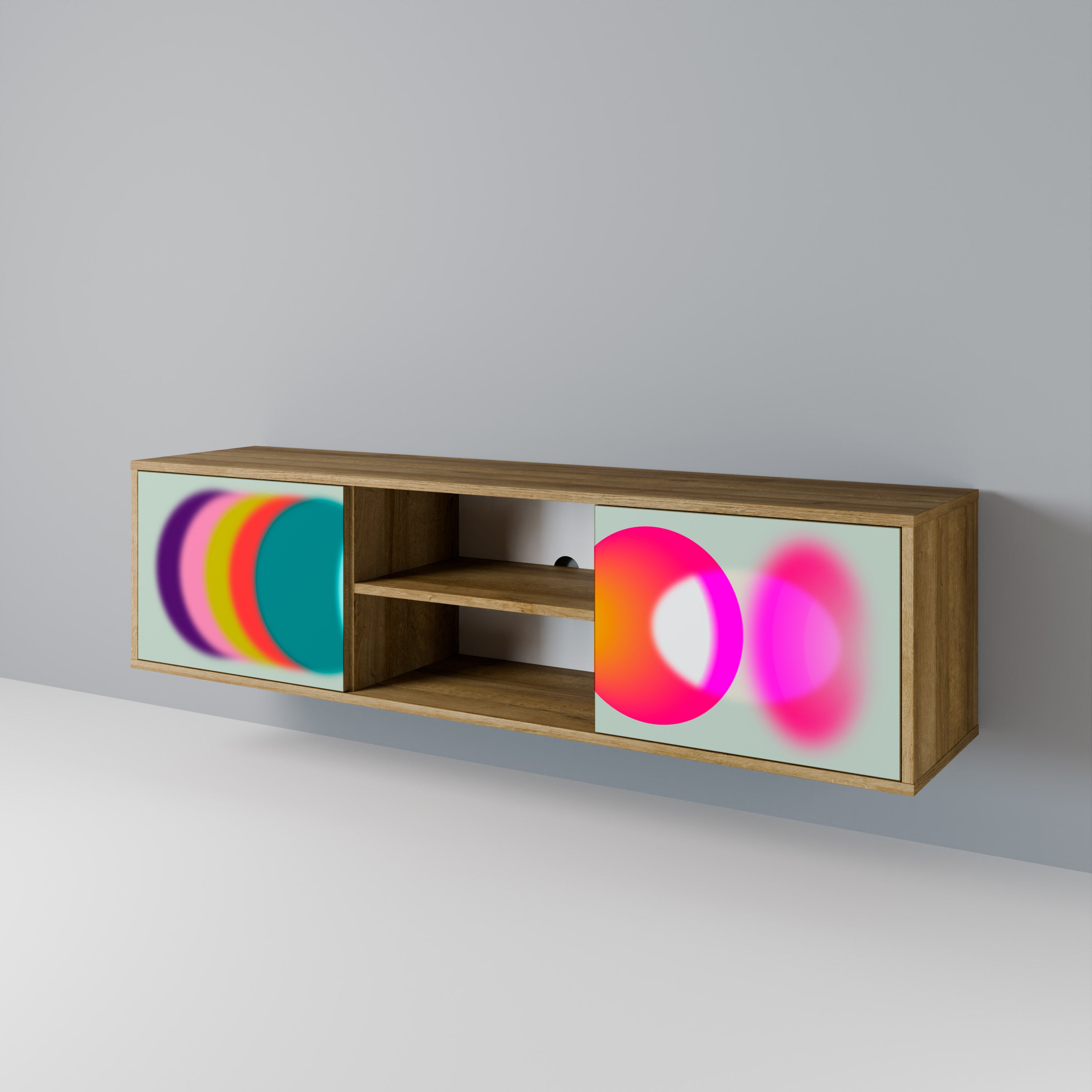 Mueble de TV de 2 puertas SYMPHONY OF COLORS en efecto roble