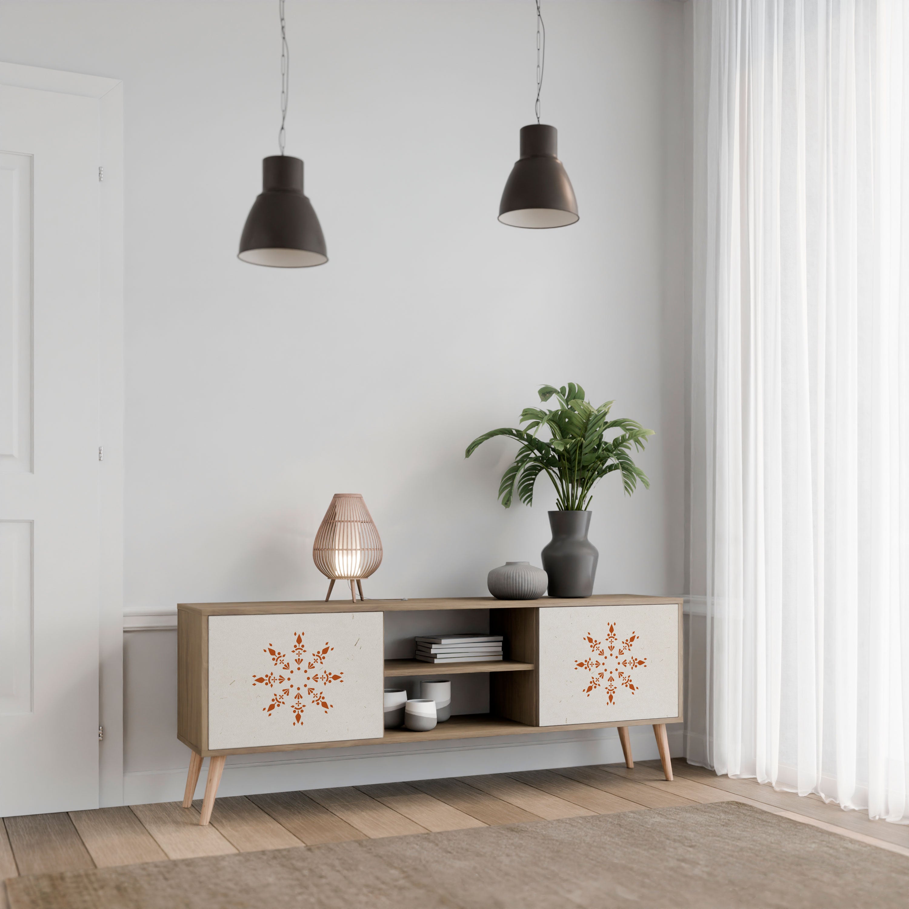 Mueble de TV DAILY HARMONY de 2 puertas con efecto roble