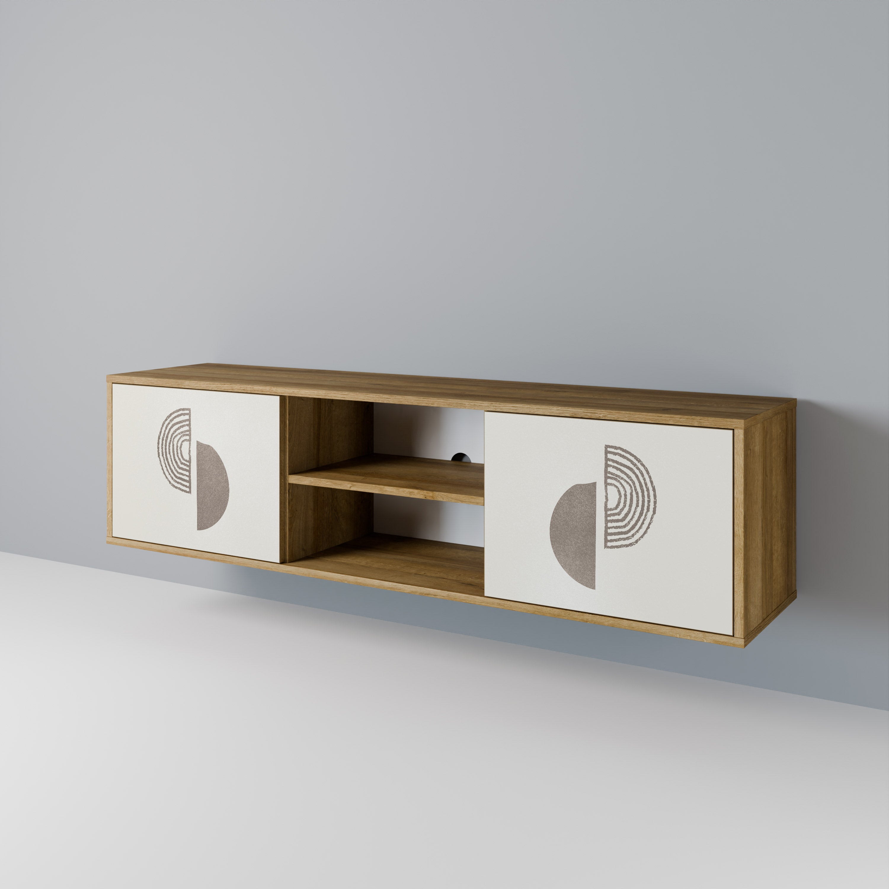 Mueble de TV de 2 puertas HARMONY ESSENCE con efecto roble