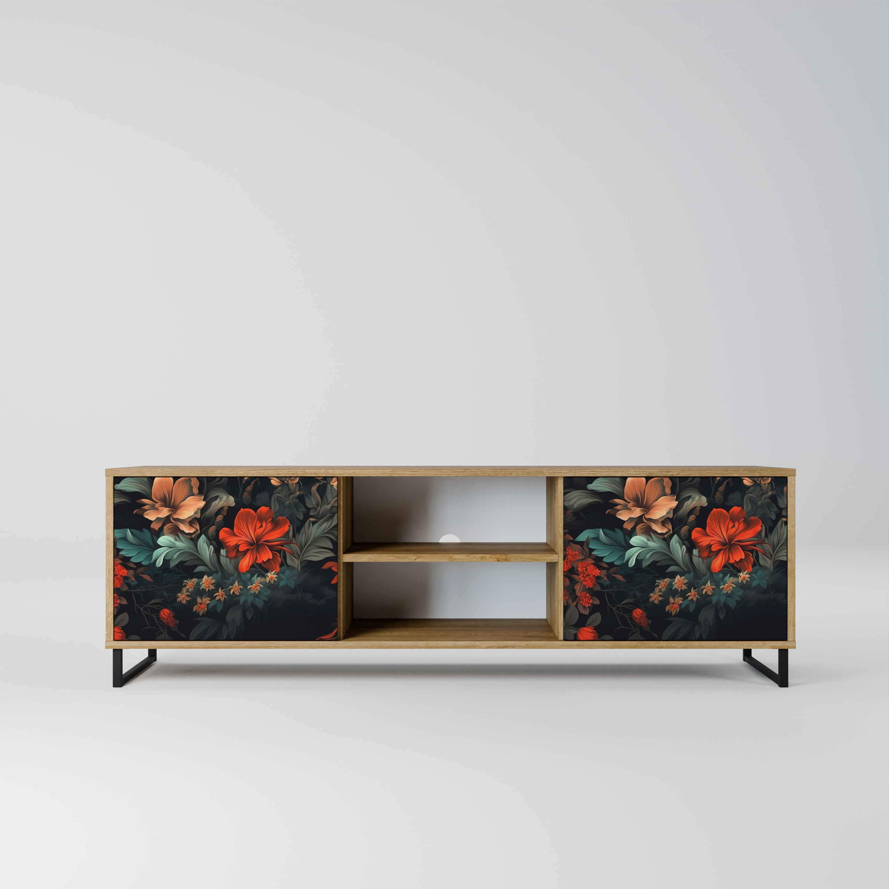 Mueble de TV IMAGINARY BLOSSOM de 2 puertas con efecto roble