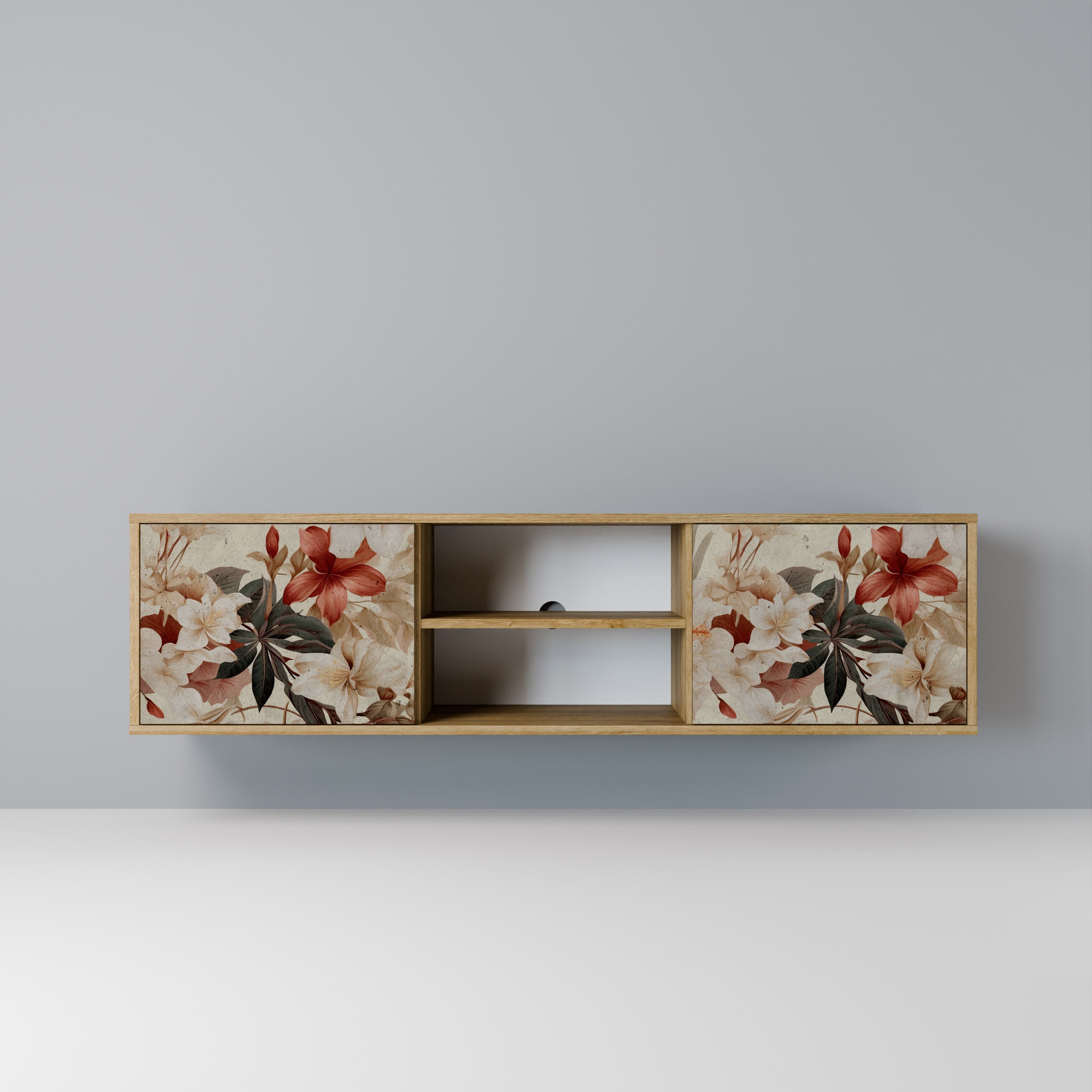 Mueble de TV PETAL HARMONY de 2 puertas con efecto roble